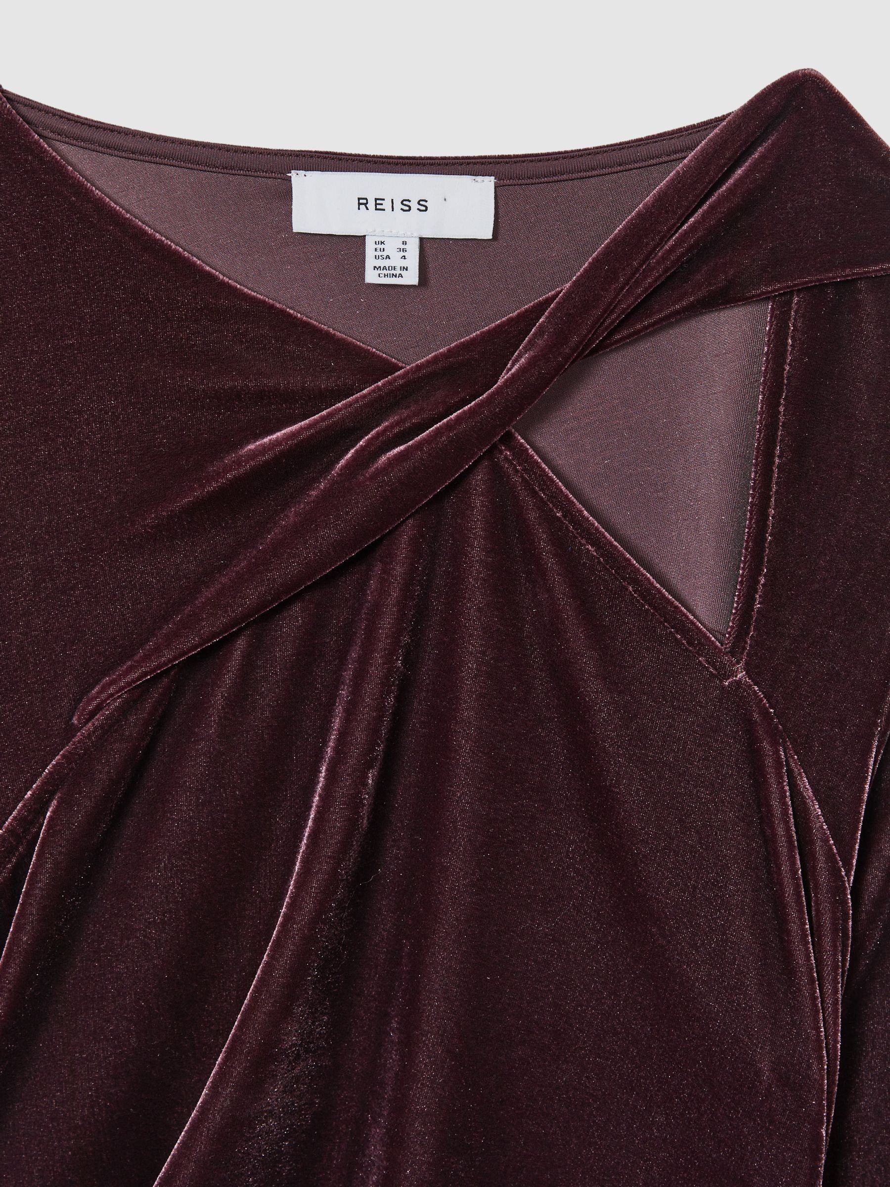 Velvet Cut-Out Mini Dress in Berry - Image 6 of 6