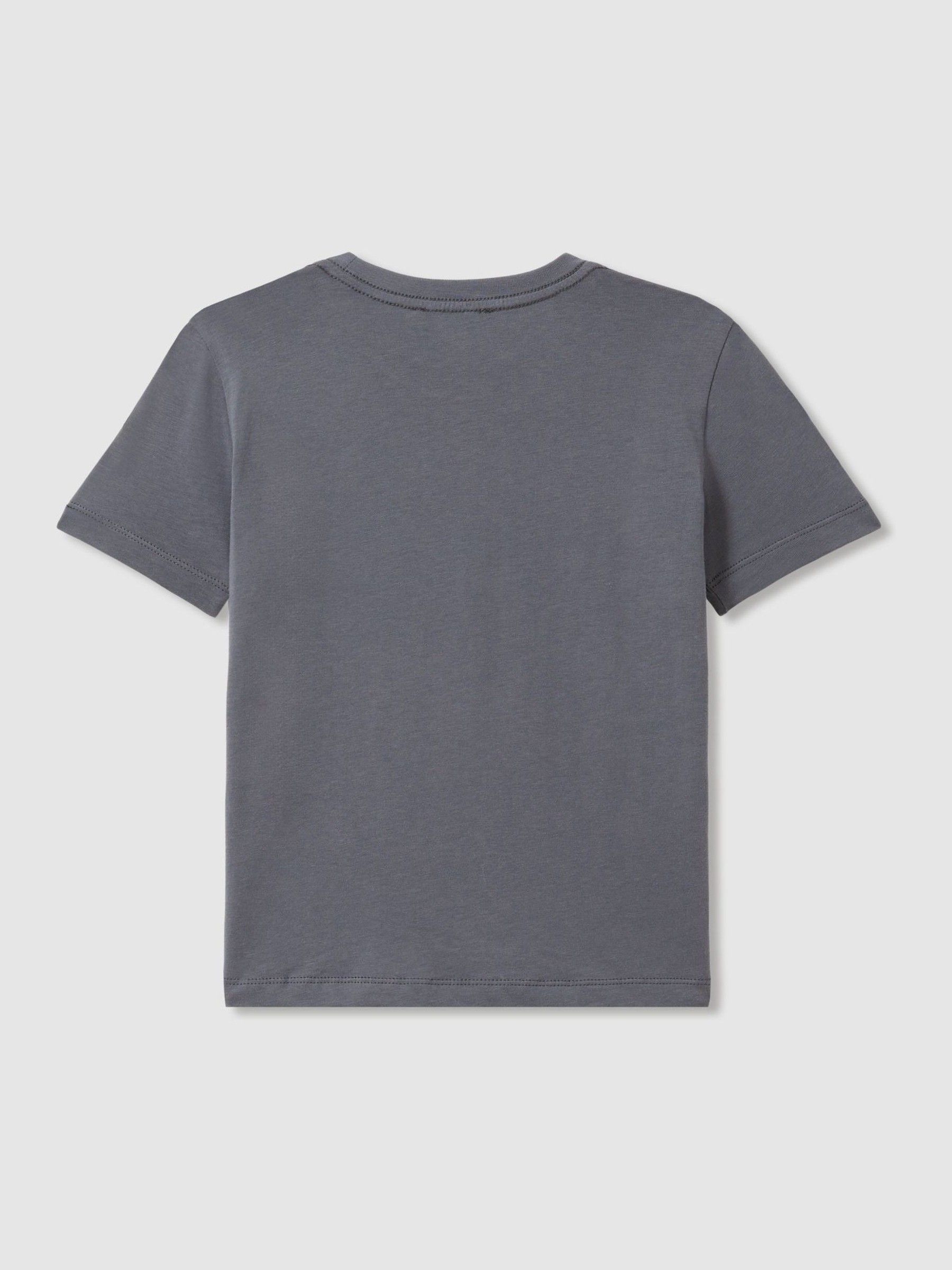 9-13 yrs Crew Neck T-Shirt in Washed Airforce Blue - Image 2 of 3