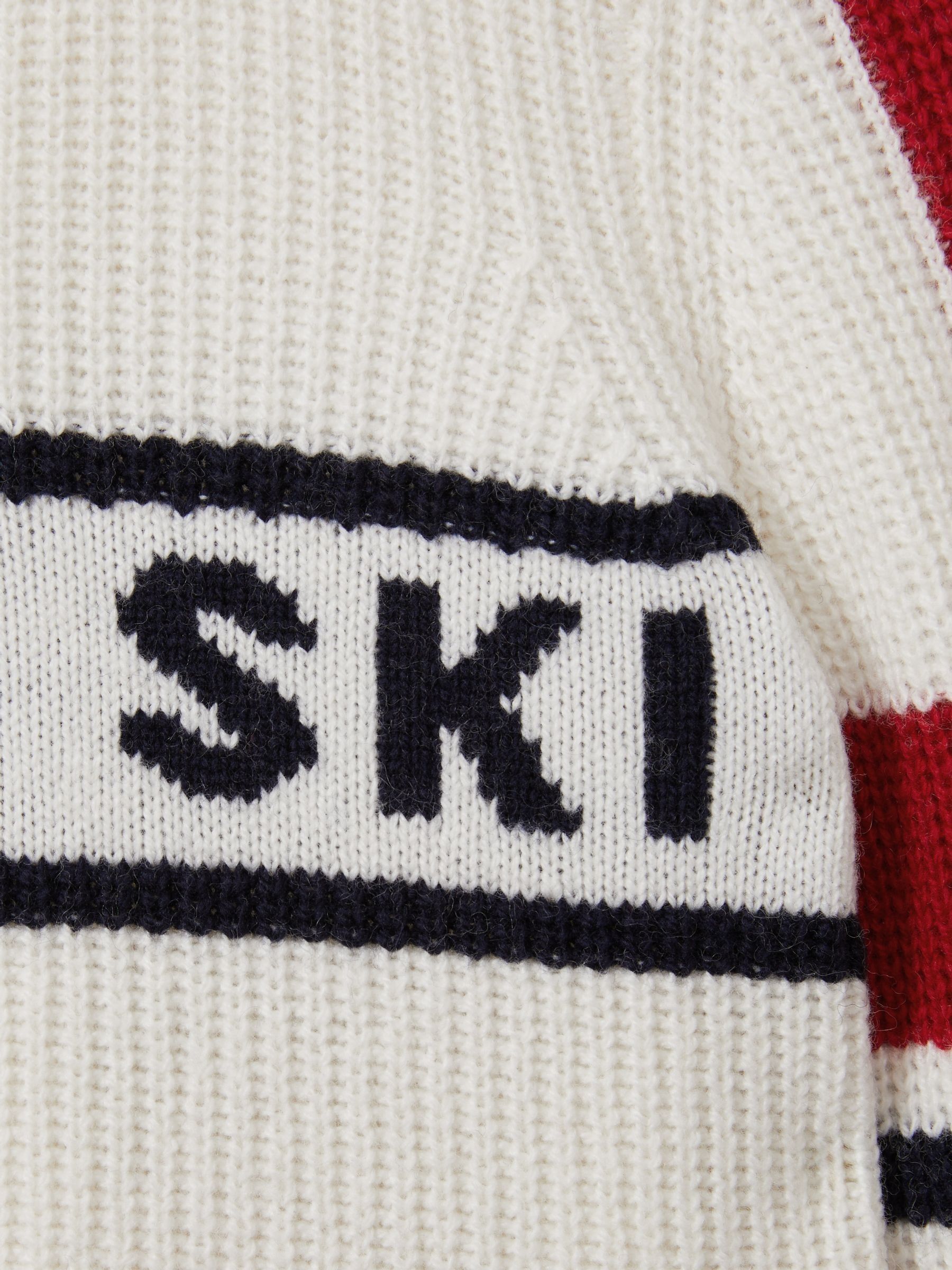 Colourblock Ski Polo Neck Jumper in Off White/Red - Image 4 of 4