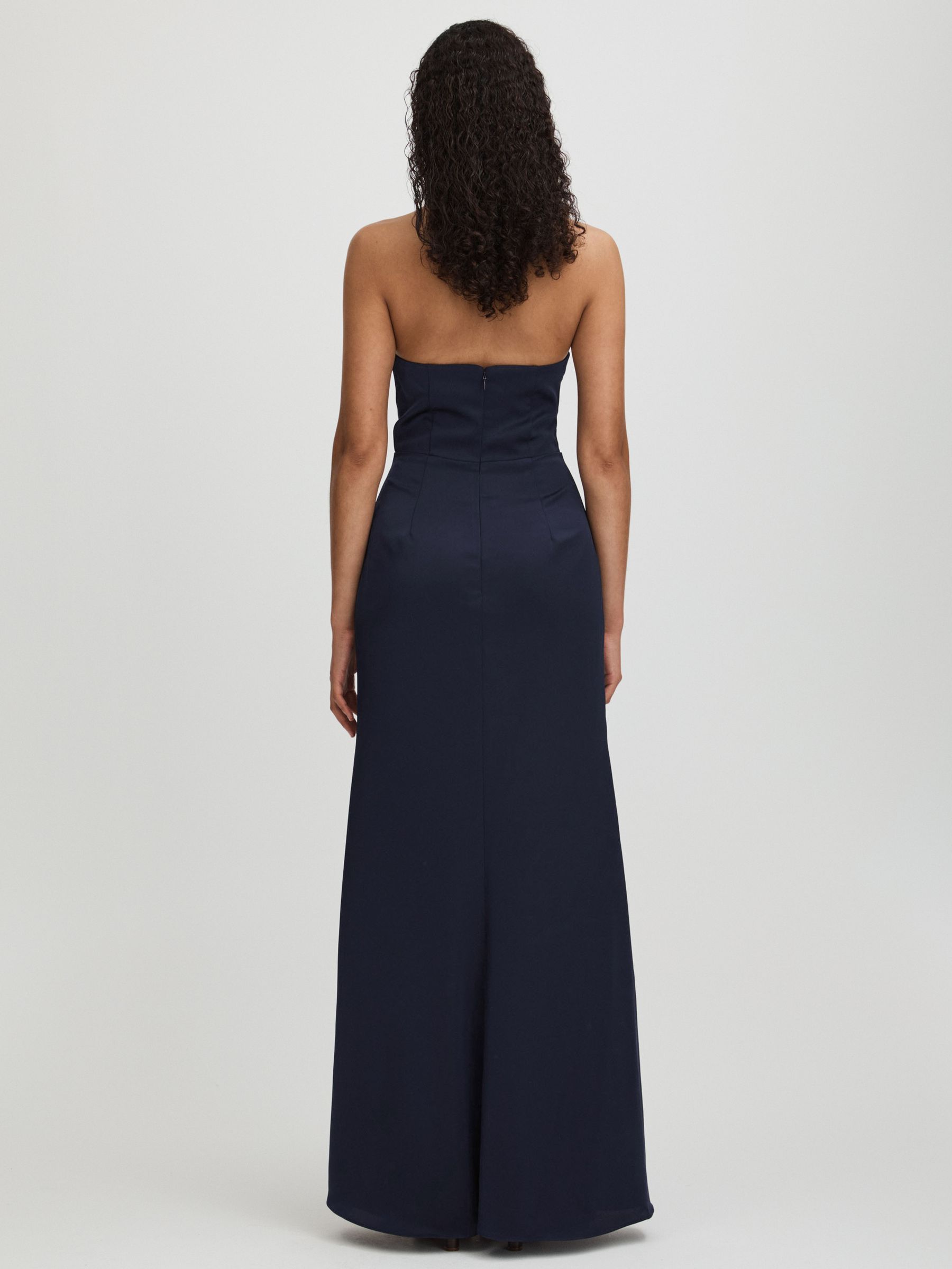 Gemi Navy Halston Satin Halter Neck Maxi Dress - Image 4 of 5