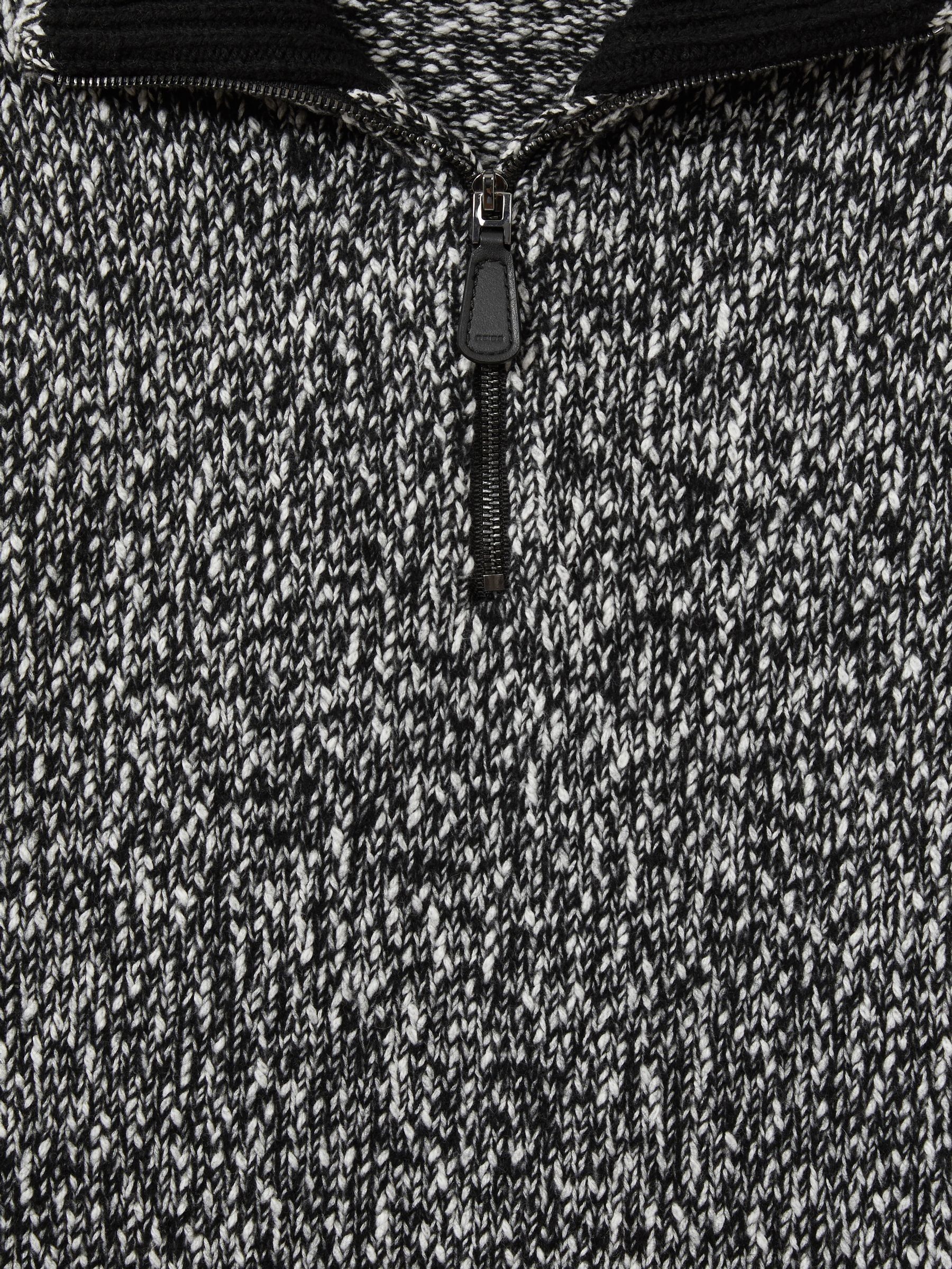 Marled Cotton and Wool Funnel-Neck Jumper in Black/White - Image 6 of 6