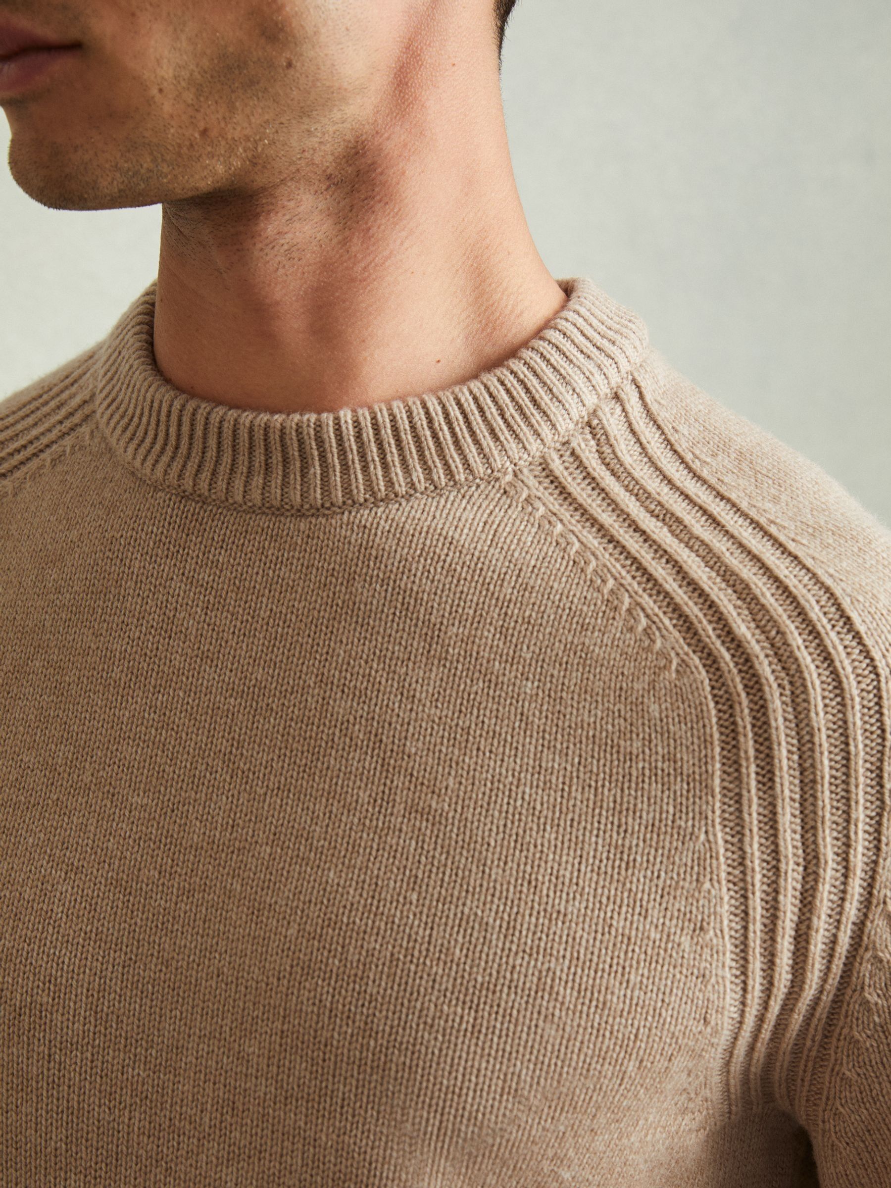 Wool-Blend Raglan-Sleeve Jumper in Camel Brown - Image 3 of 5