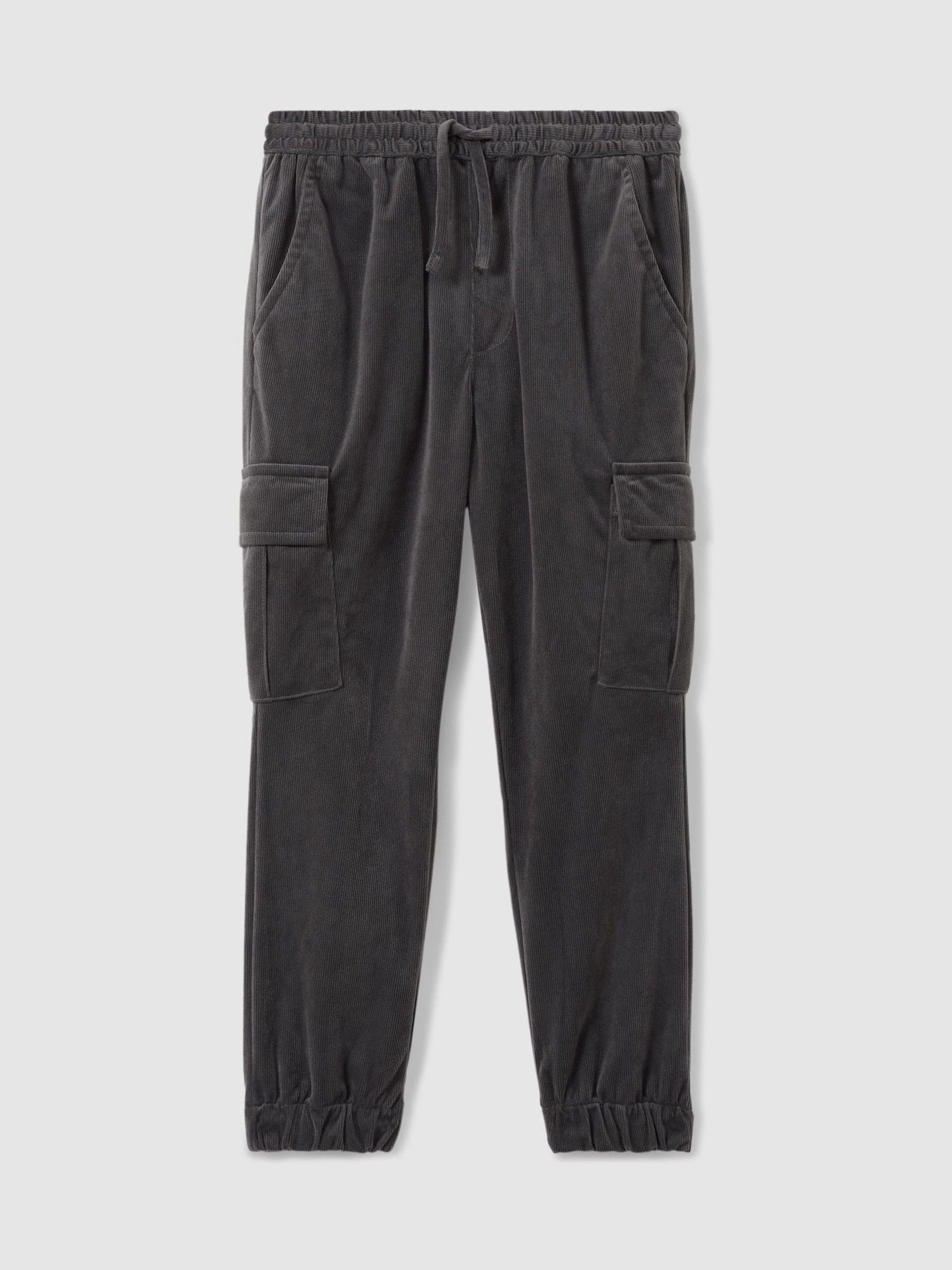 13-14 yrs Corduroy Drawstring Trousers in Steel Grey - Image 1 of 4