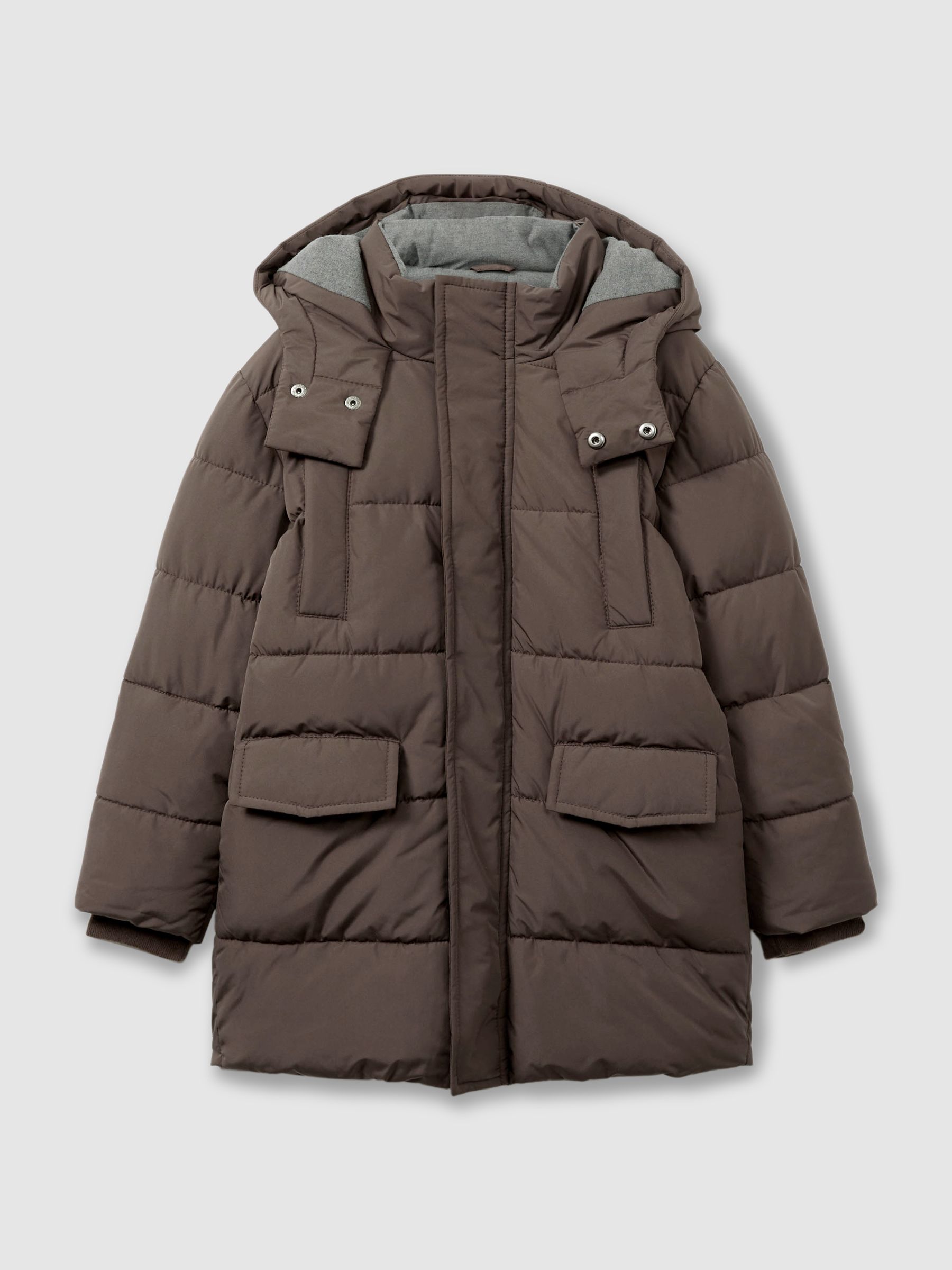 13-14 yrs Patch-Pocket Quilted Puffer Jacket in Chocolate Brown - Image 2 of 4