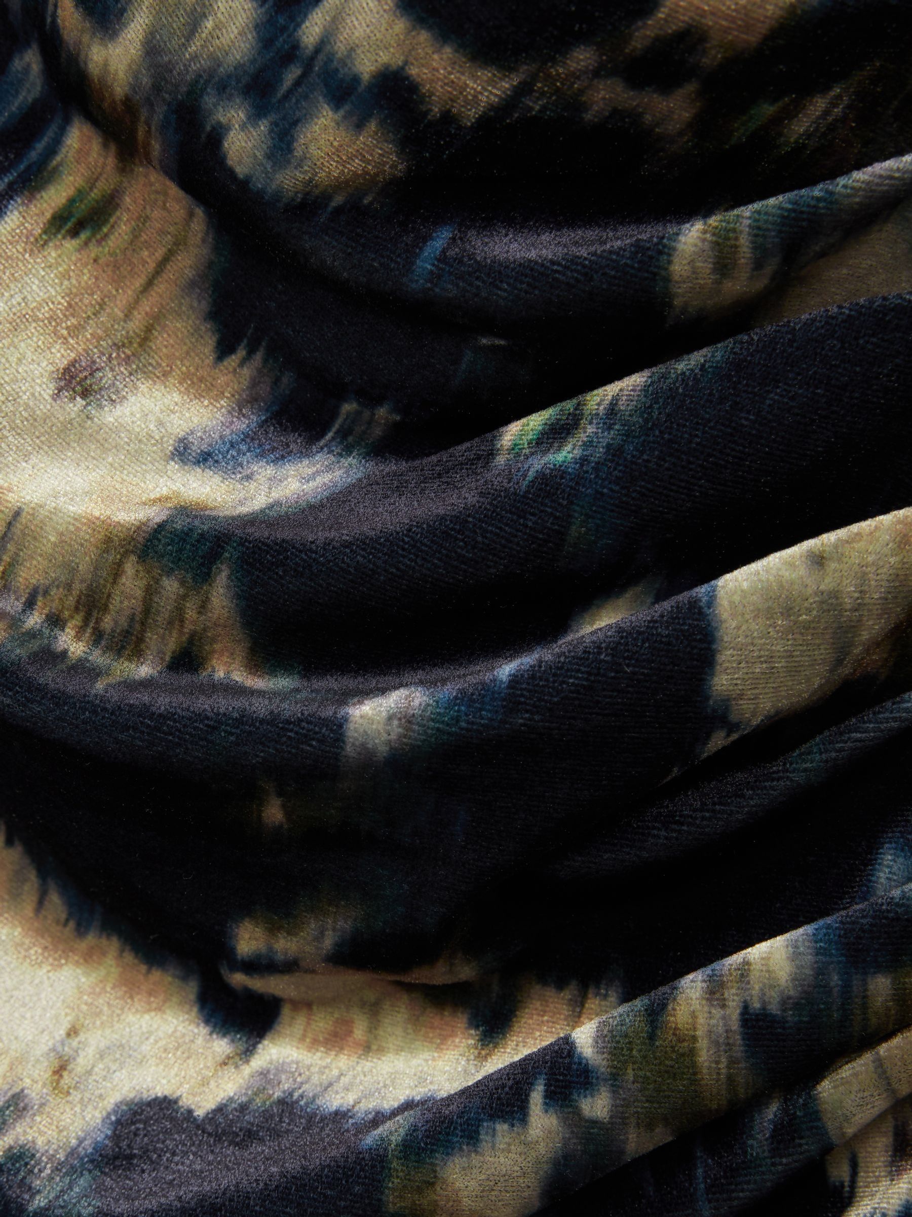 Ruched Abstract-Print Velvet Dress in Navy - Image 6 of 6