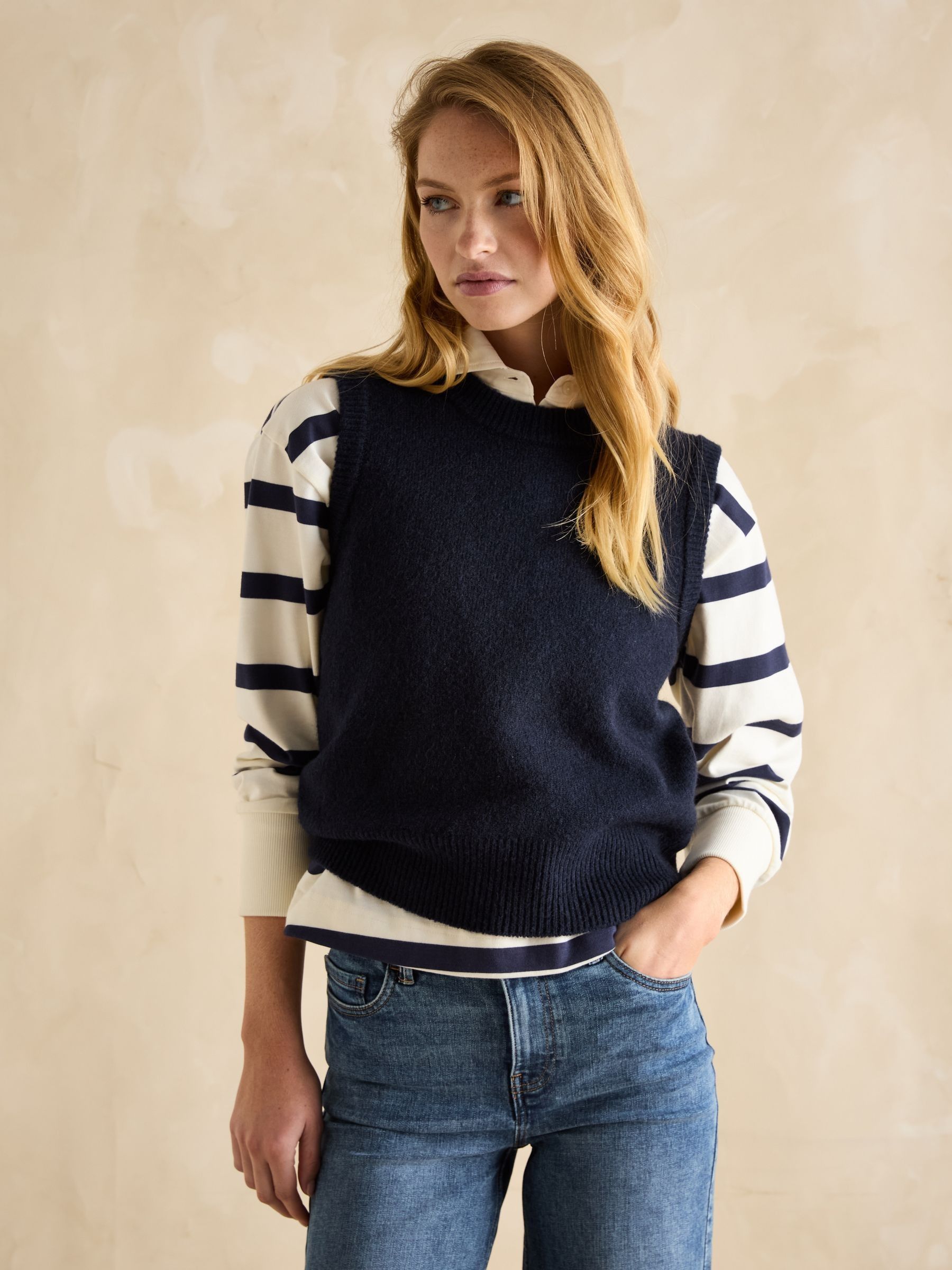 Holly Navy Blue Knitted Vest Joules