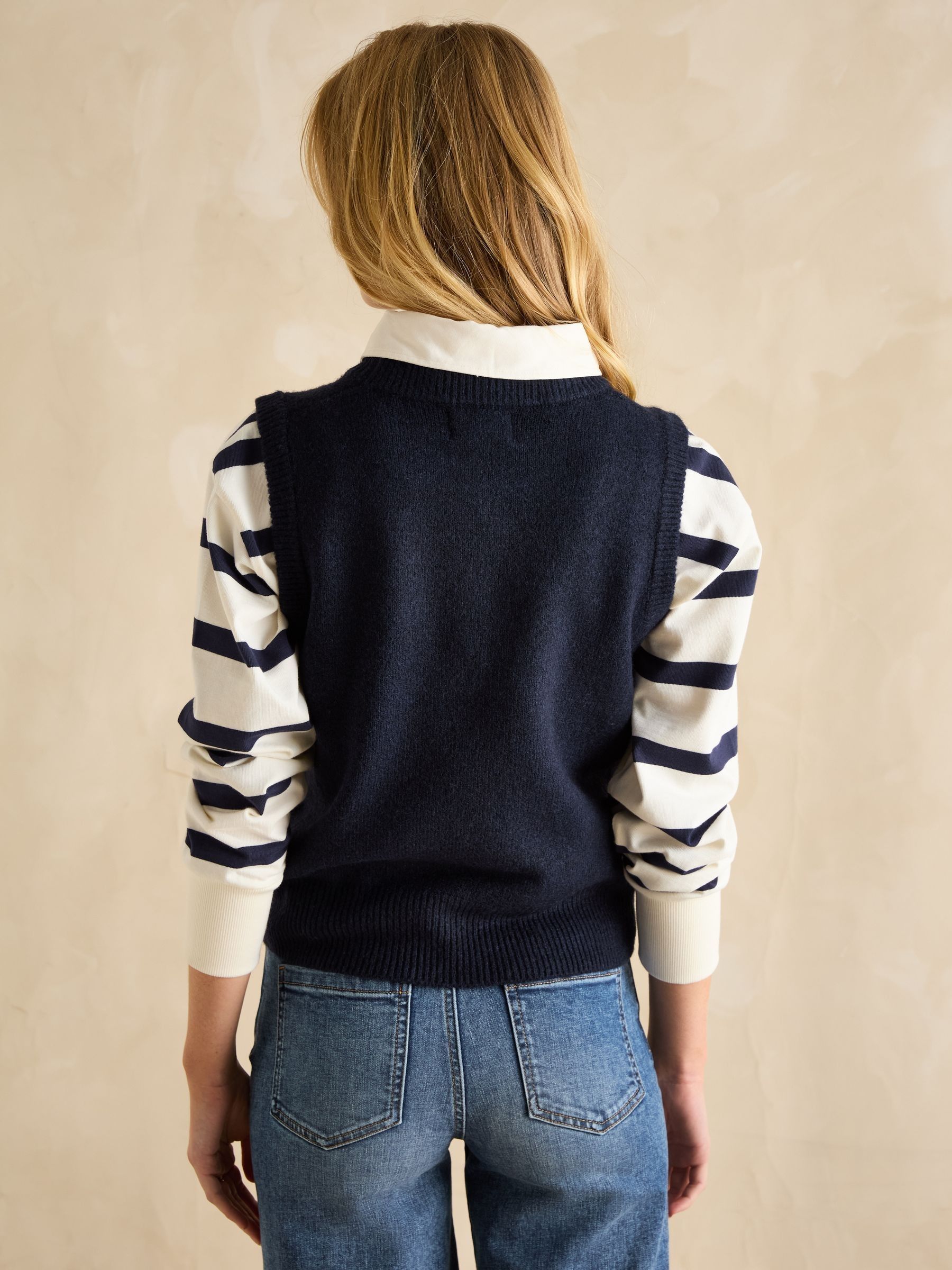 Holly Navy Blue Regular Fit Knitted Vest - Image 2 of 6