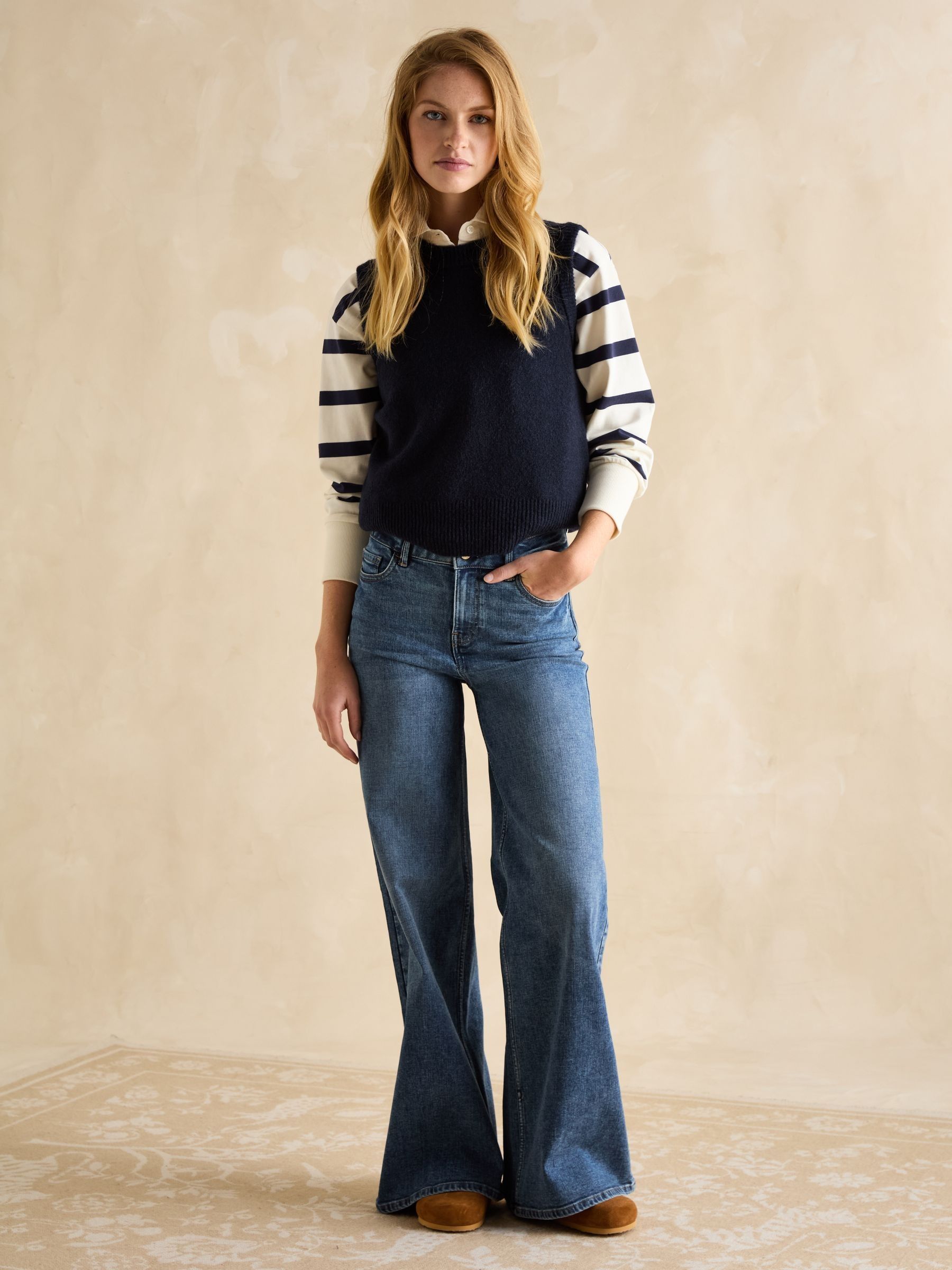 Holly Navy Blue Regular Fit Knitted Vest - Image 3 of 6