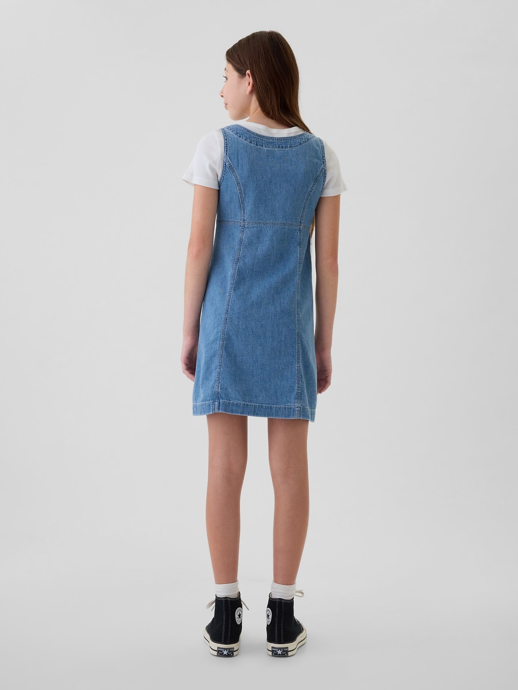 Blue Button Sleeveless Denim Dress (4-13yrs) - Image 2 of 4