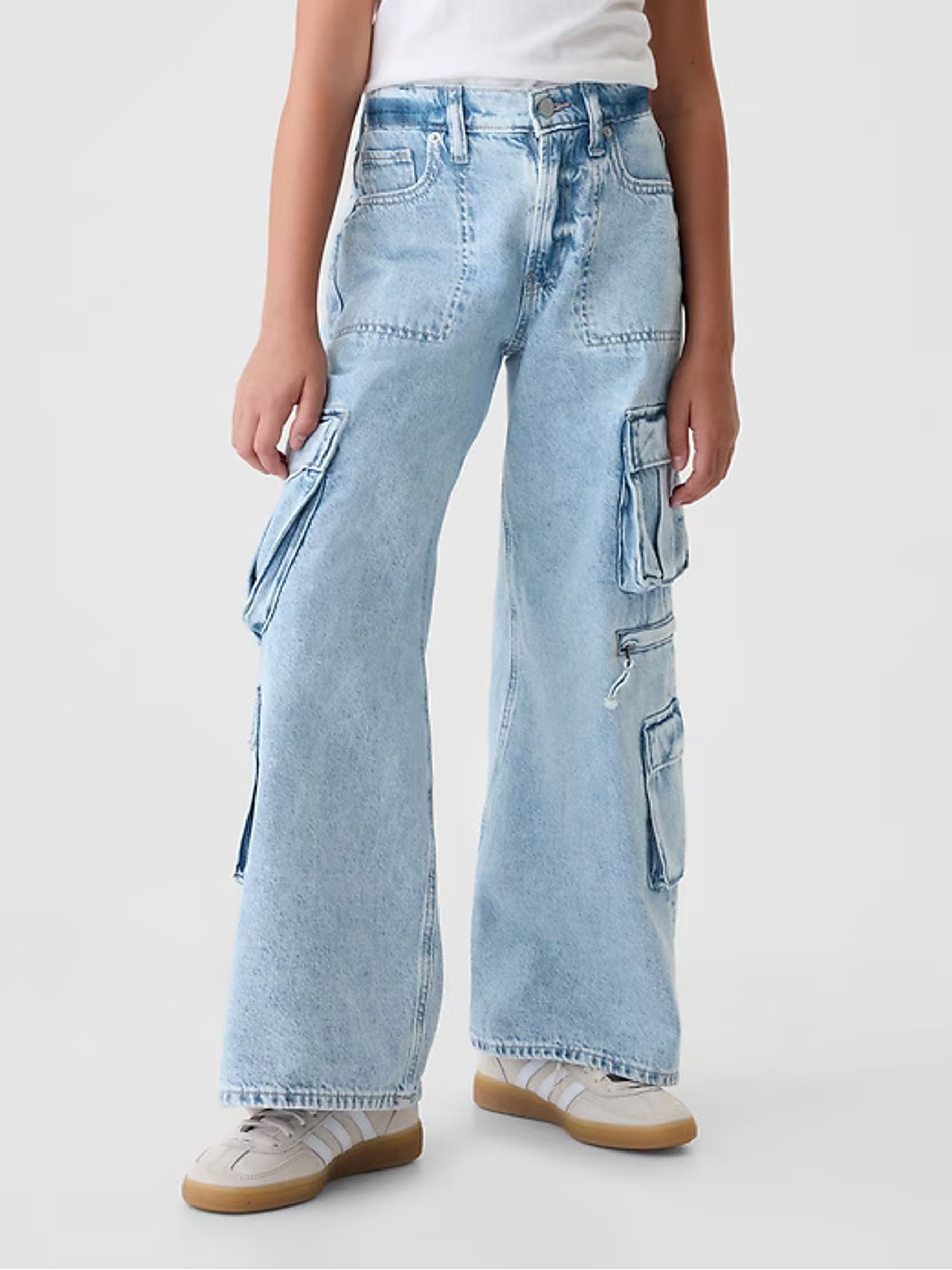 Blue Mid Rise Double Cargo Baggy Jeans (5-13yrs) - Image 2 of 7