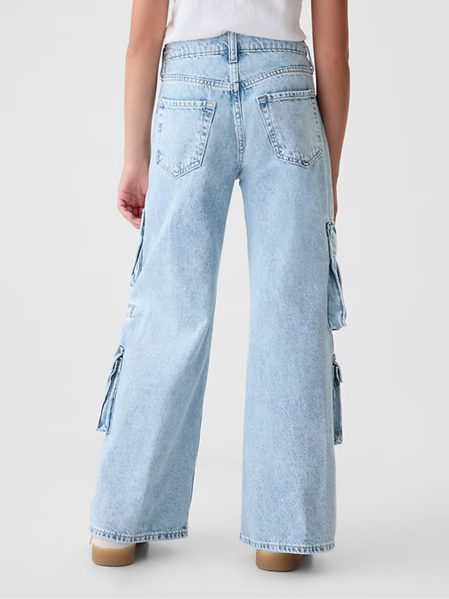 Blue Mid Rise Double Cargo Baggy Jeans (5-13yrs) - Image 3 of 7