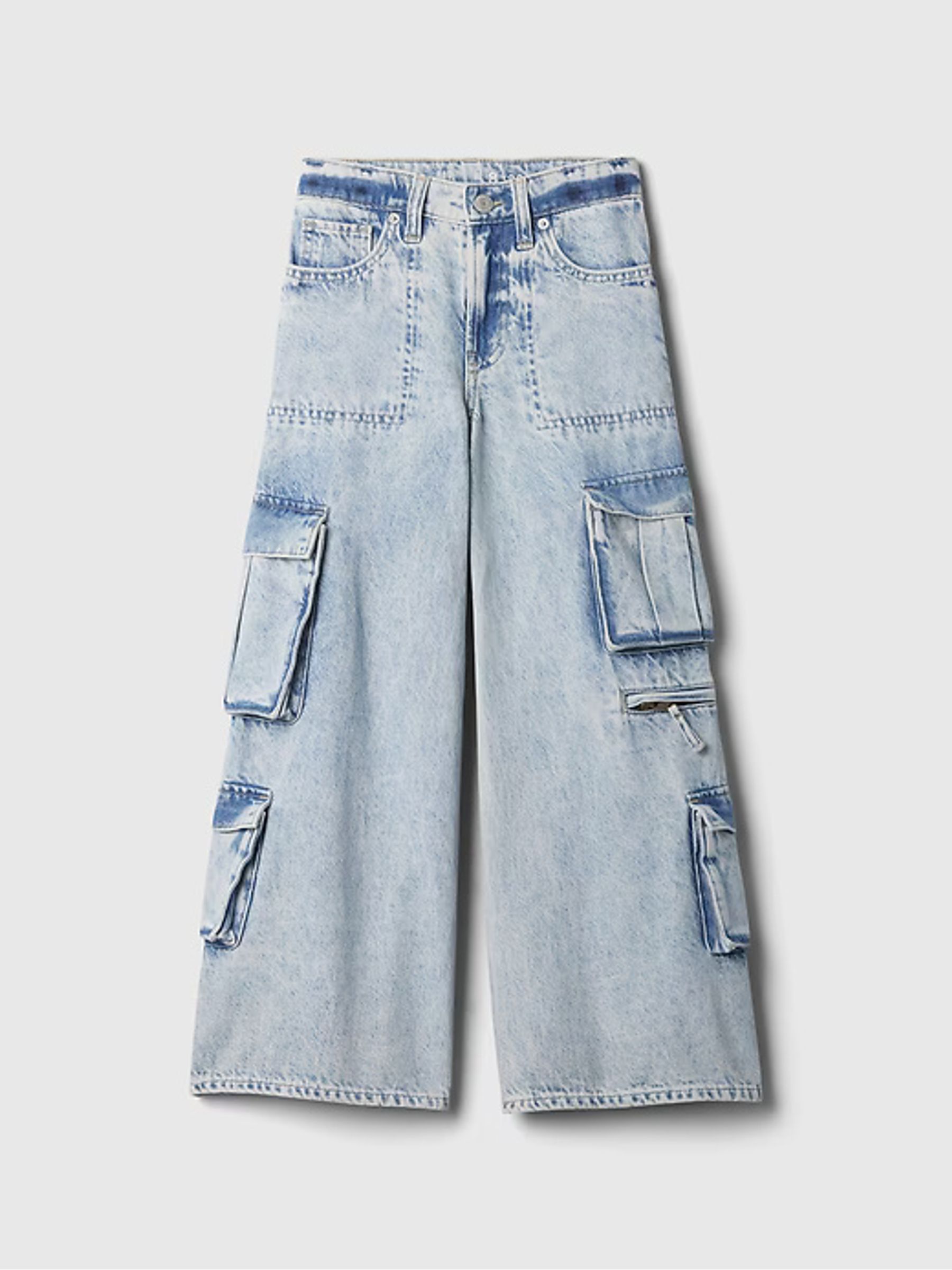 Blue Mid Rise Double Cargo Baggy Jeans (5-13yrs) - Image 4 of 7