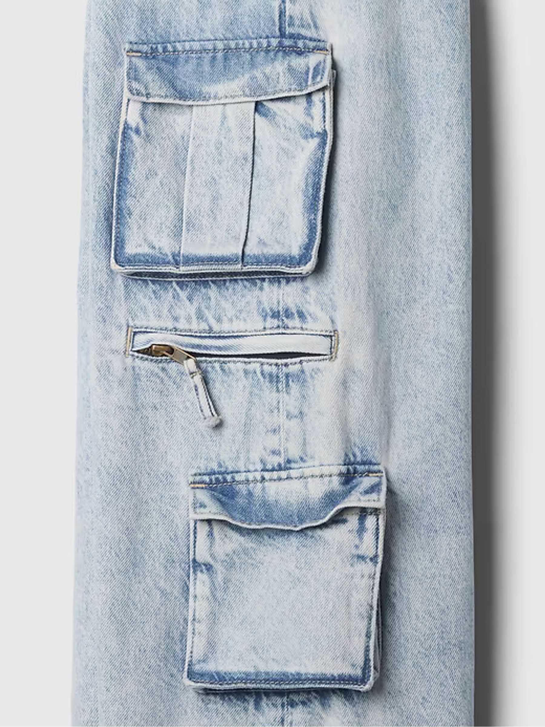 Blue Mid Rise Double Cargo Baggy Jeans (5-13yrs) - Image 6 of 7