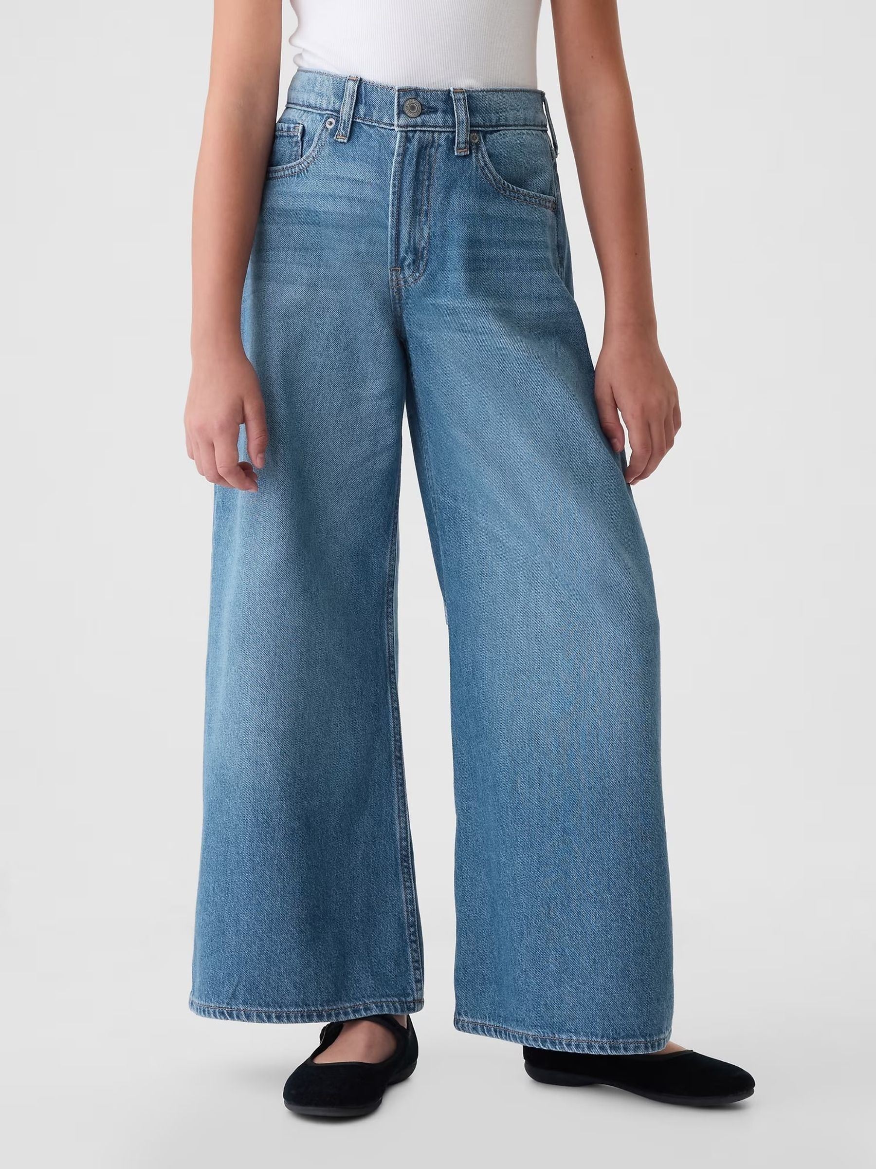 Medium Wash Blue Mid Rise Baggy Jeans (5-13yrs) - Image 2 of 6