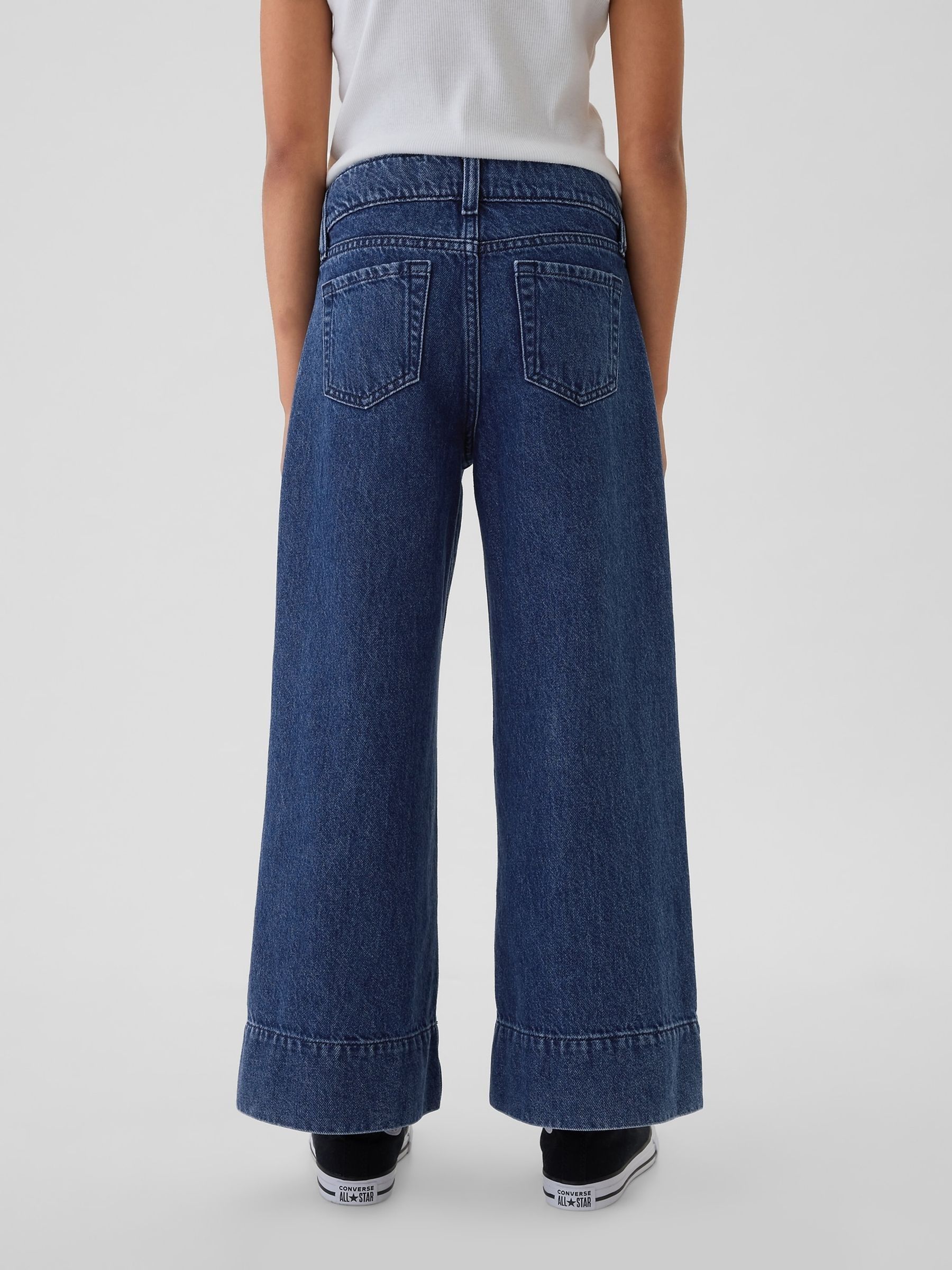 Blue High Waisted Wide Leg Ankle Jeans (5-13yrs) - Image 3 of 6