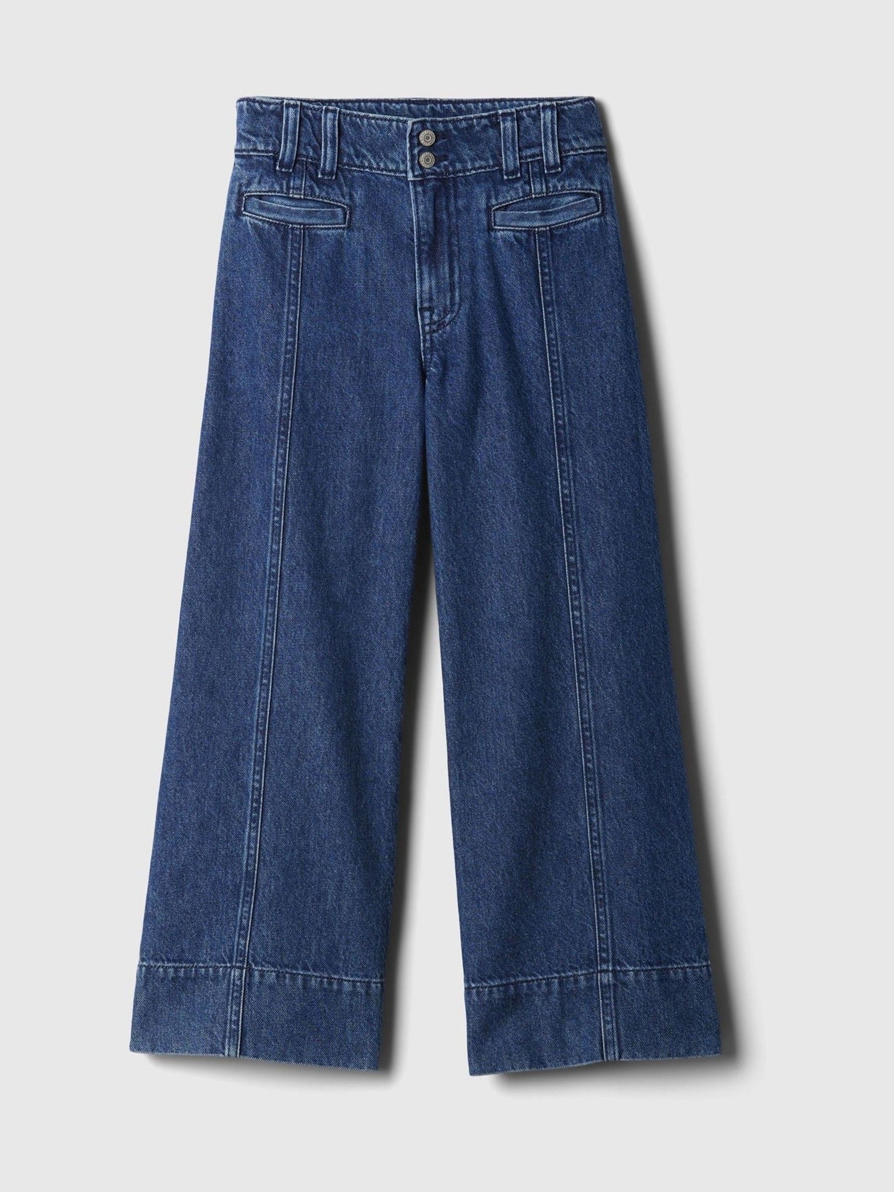 Blue High Waisted Wide Leg Ankle Jeans (5-13yrs) - Image 4 of 6