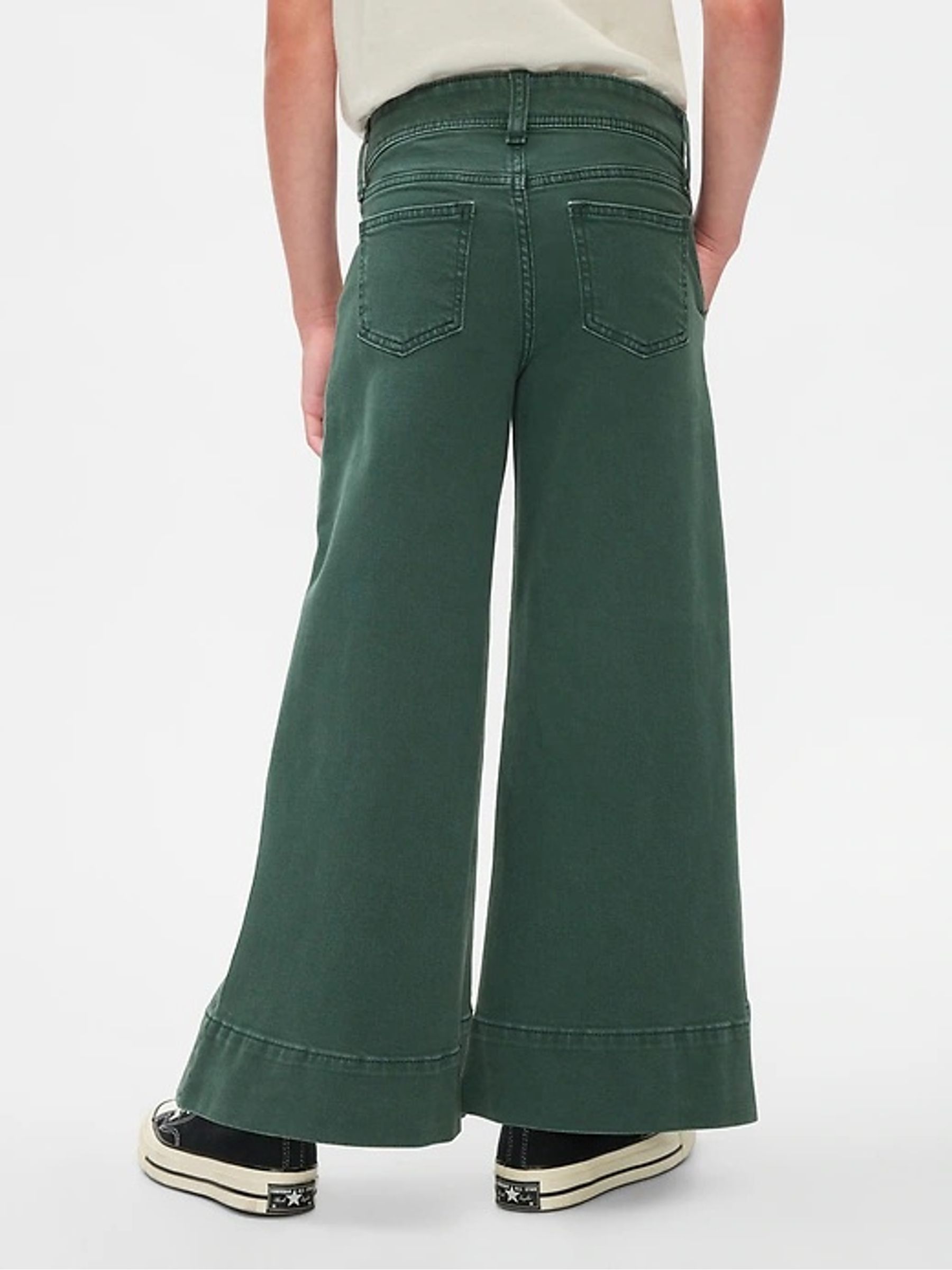 Green High Waisted Wide Leg Ankle Jeans (5-13yrs) - Image 3 of 9