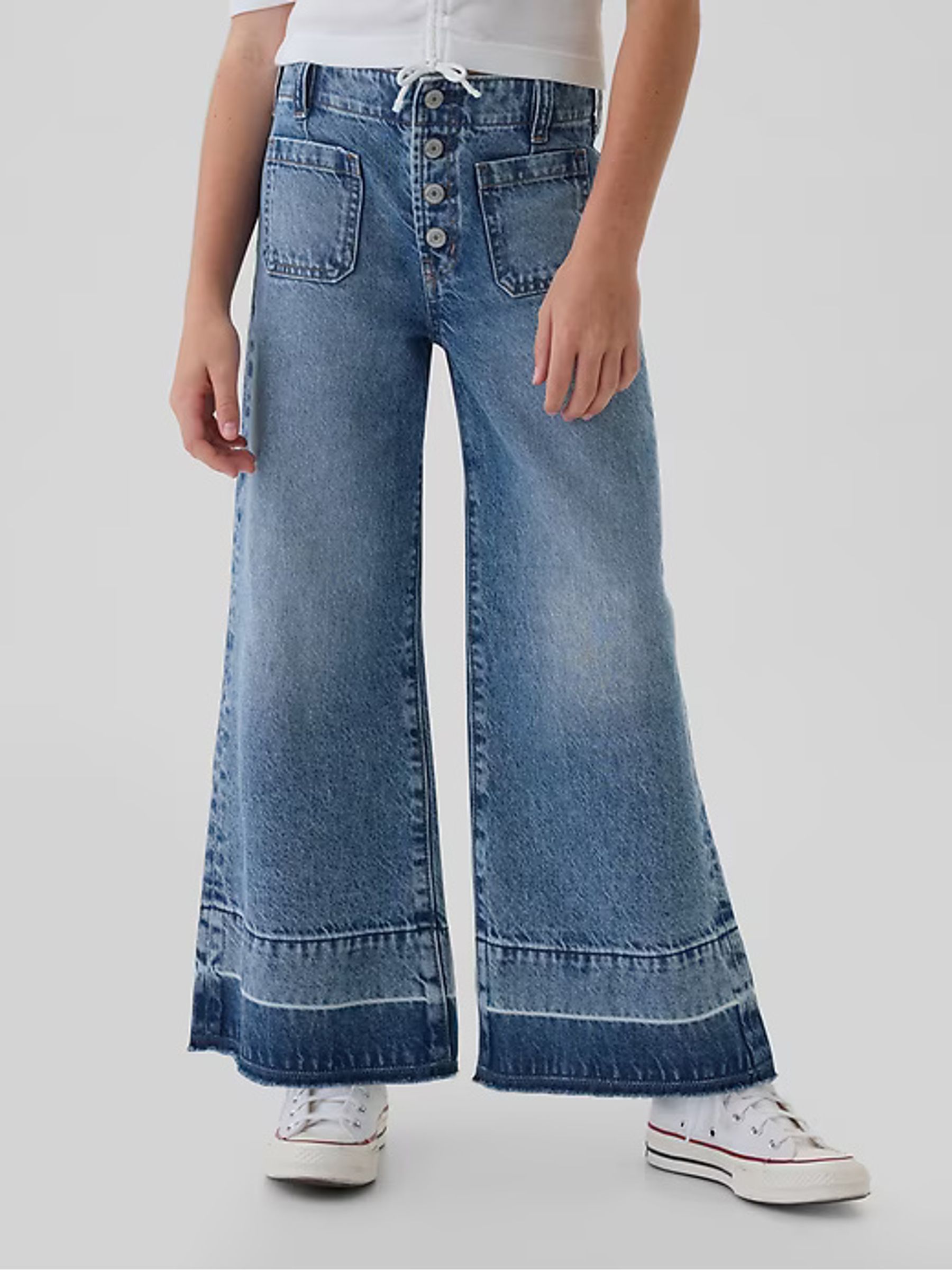 Blue High Waisted Wide Leg Ankle Jeans (5-13yrs) - Image 3 of 7