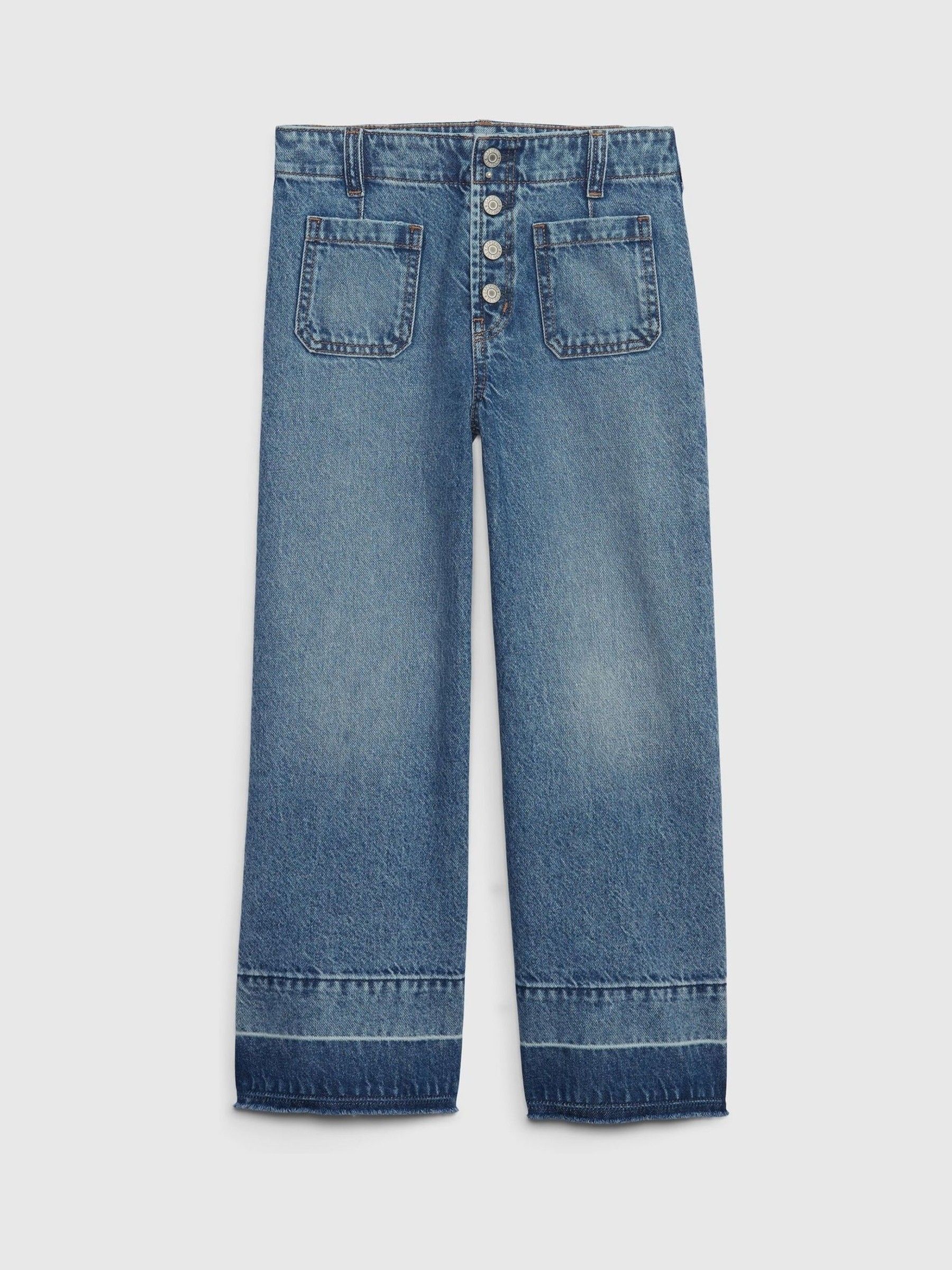 Blue High Waisted Wide Leg Ankle Jeans (5-13yrs) - Image 5 of 7