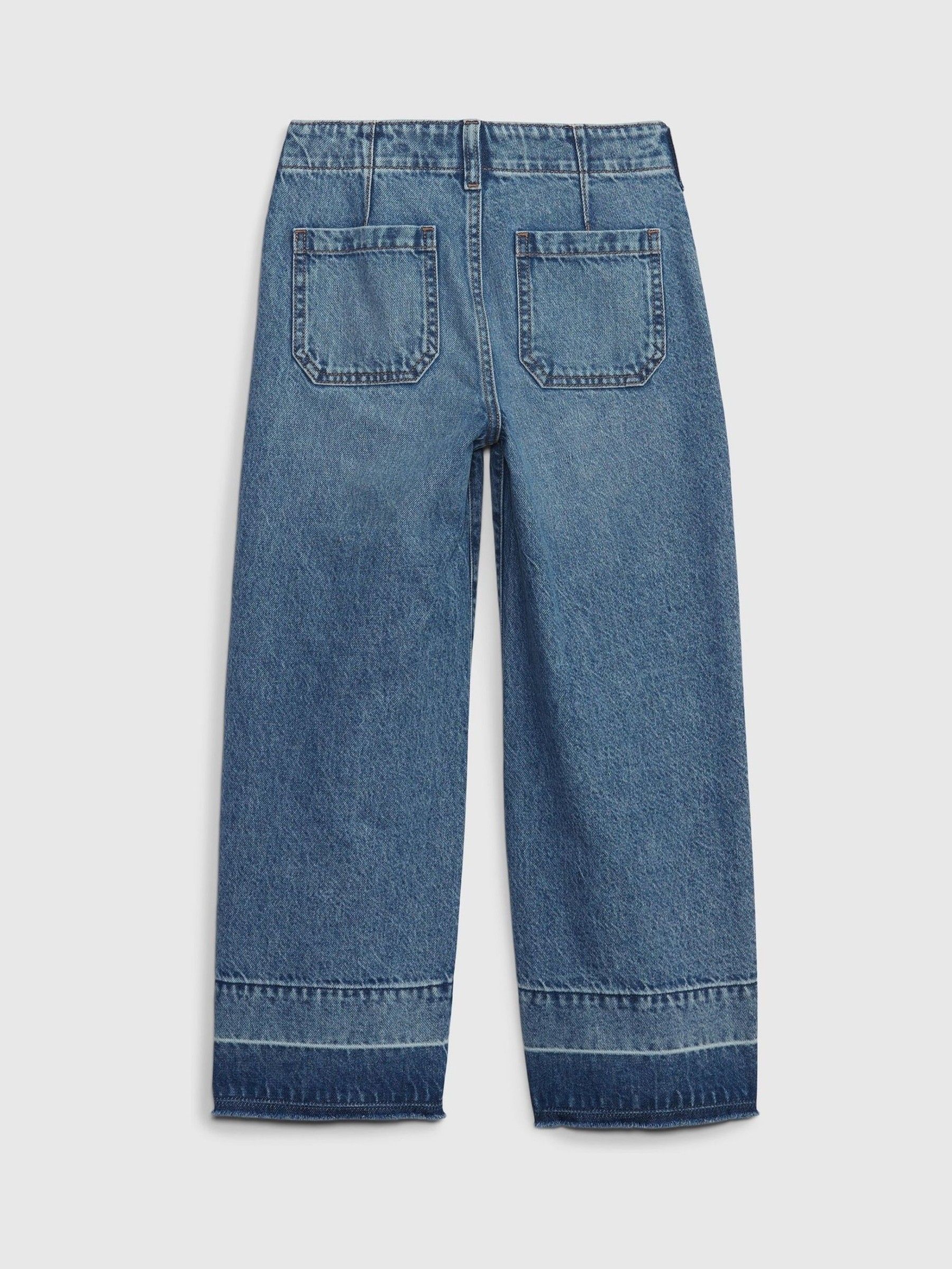 Blue High Waisted Wide Leg Ankle Jeans (5-13yrs) - Image 6 of 7
