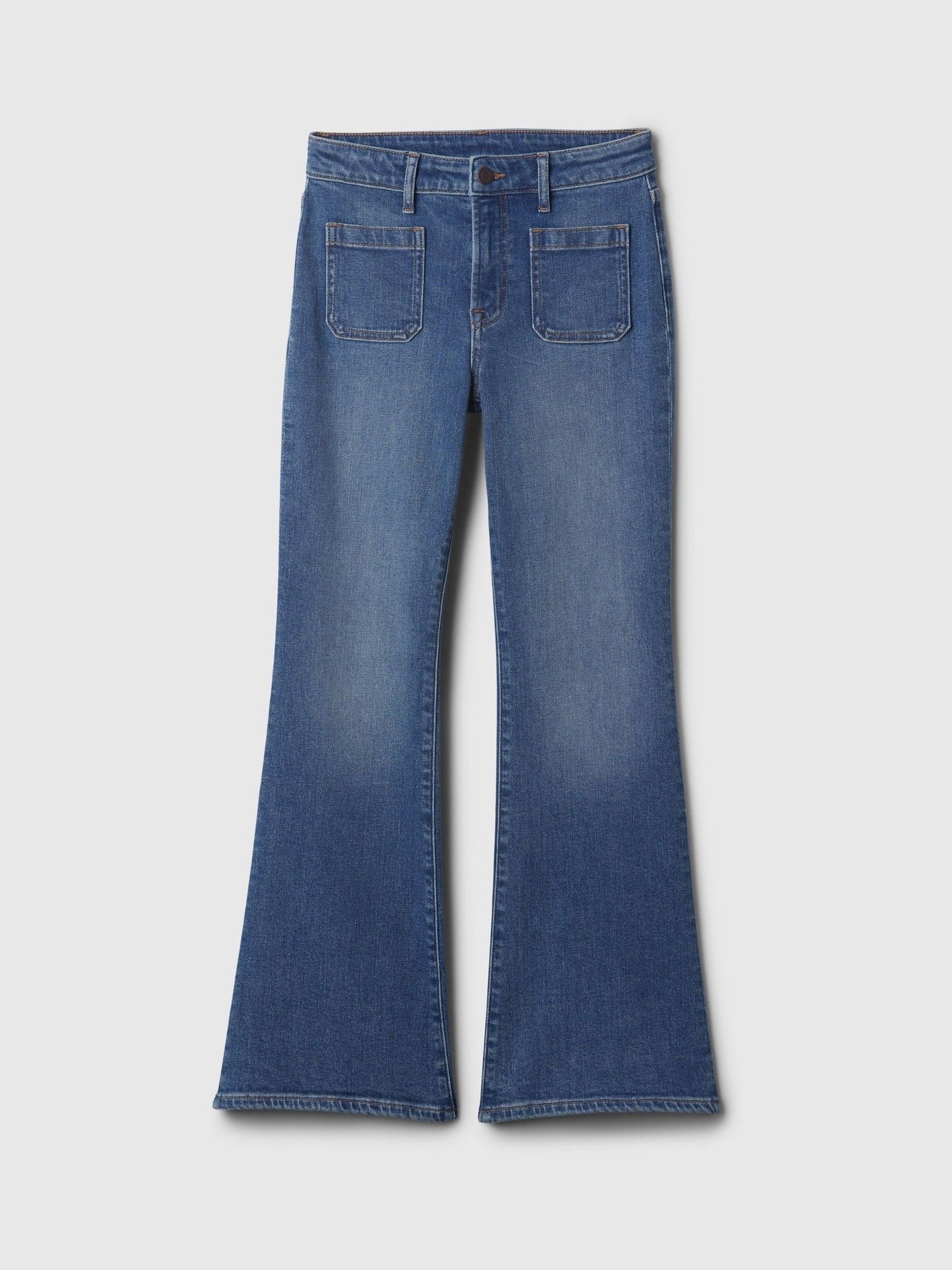 Blue High Waisted 70s Flare Jeans (5-13yrs) - Image 4 of 6