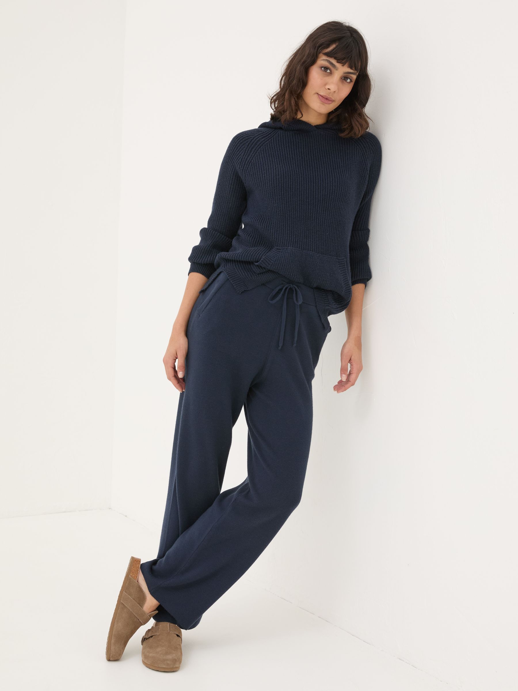 Knitted Blue Navy Lounge Wide Leg Joggers - Image 2 of 5
