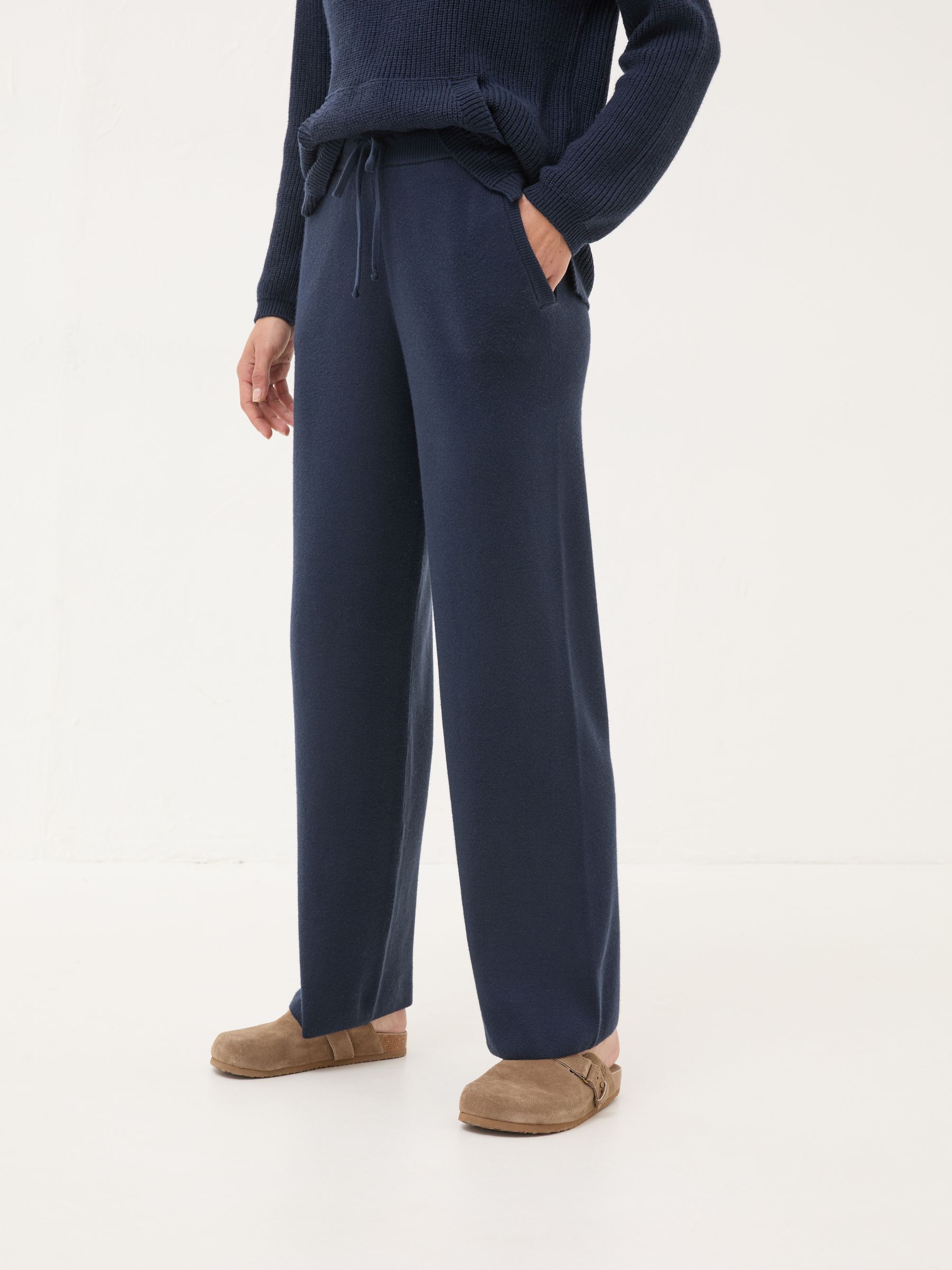 Knitted Blue Navy Lounge Wide Leg Joggers - Image 4 of 5