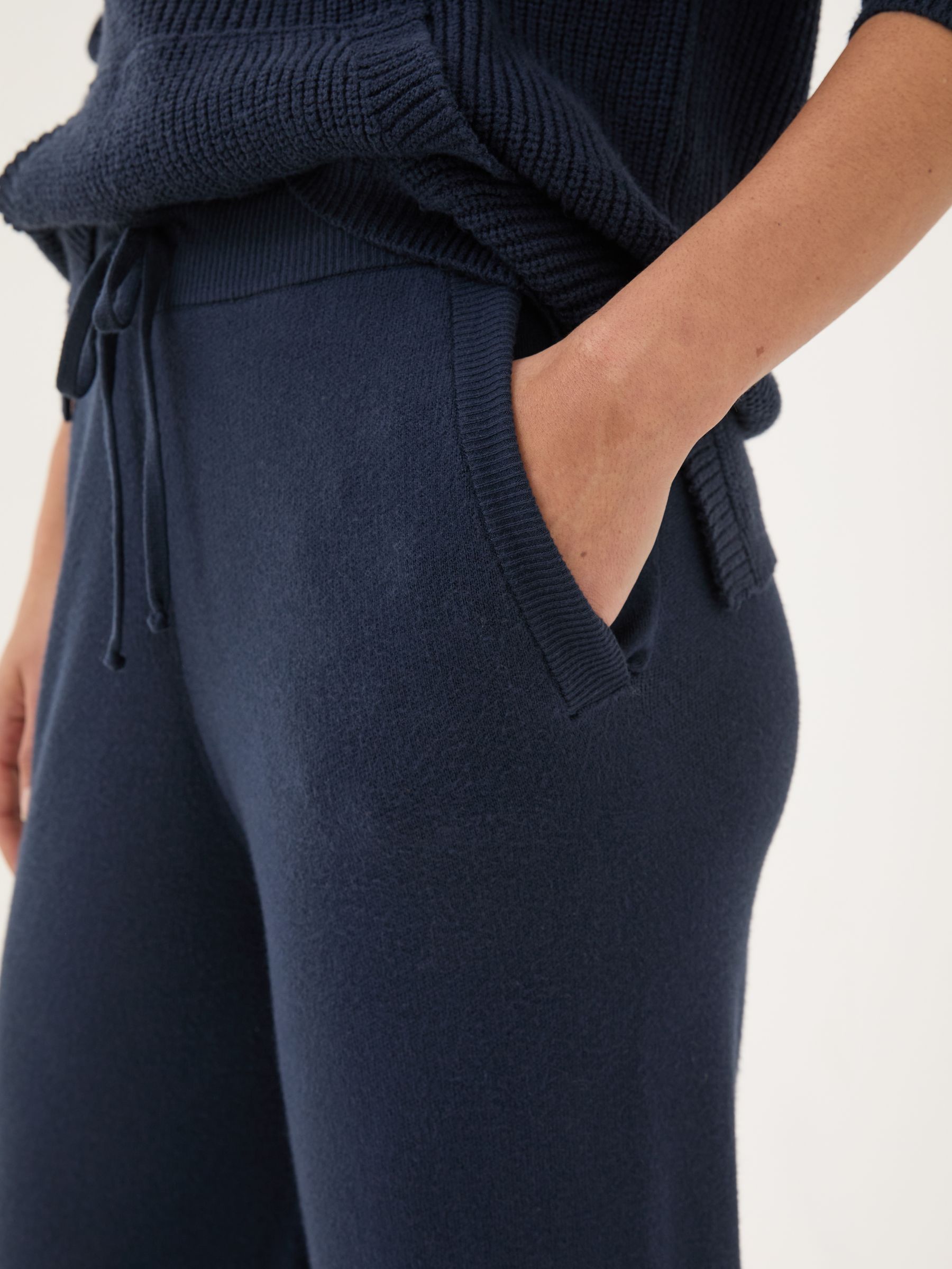 Knitted Blue Navy Lounge Wide Leg Joggers - Image 5 of 5