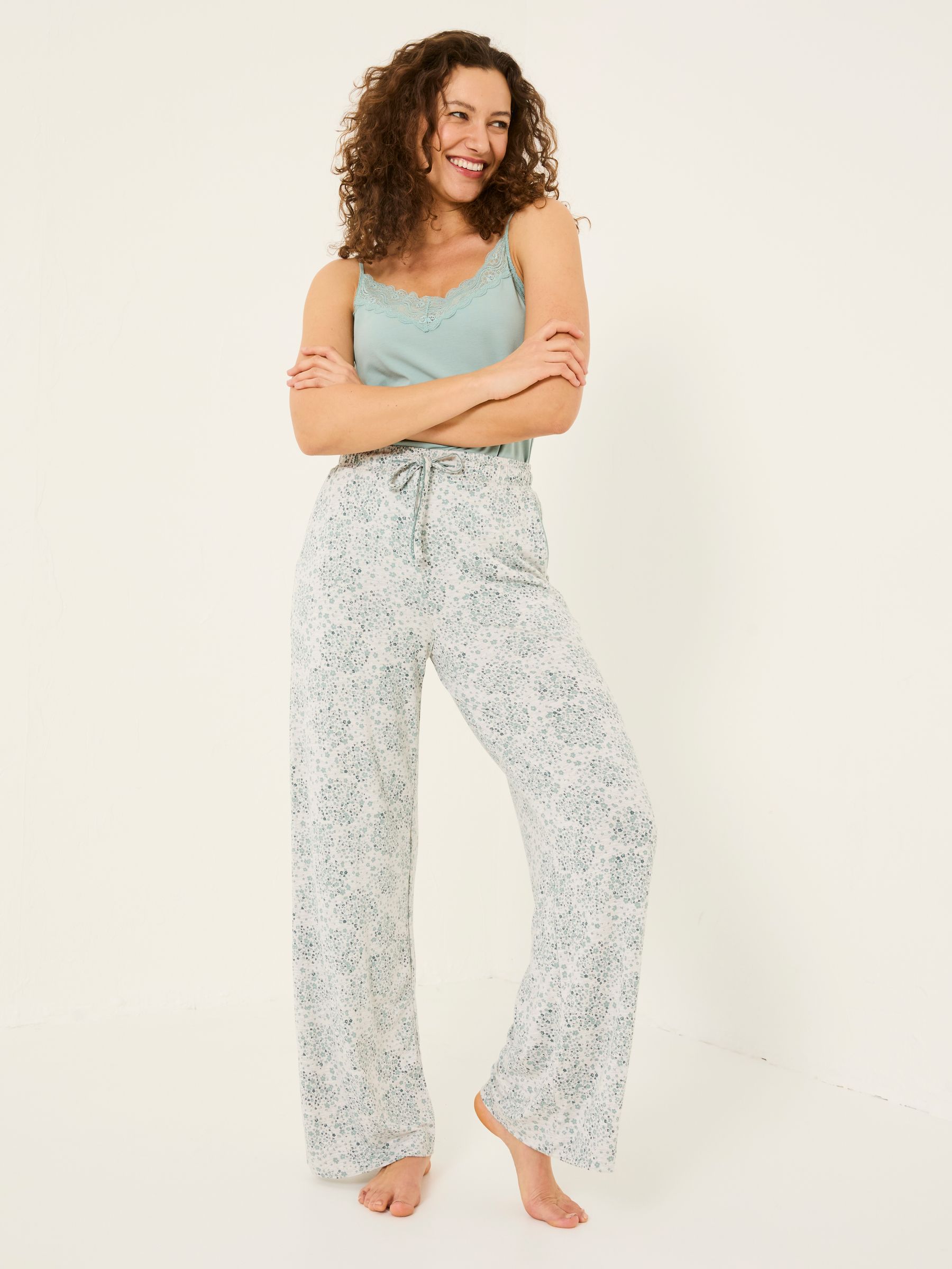 Lola Grey Floral Jersey Pyjama Bottoms FatFace