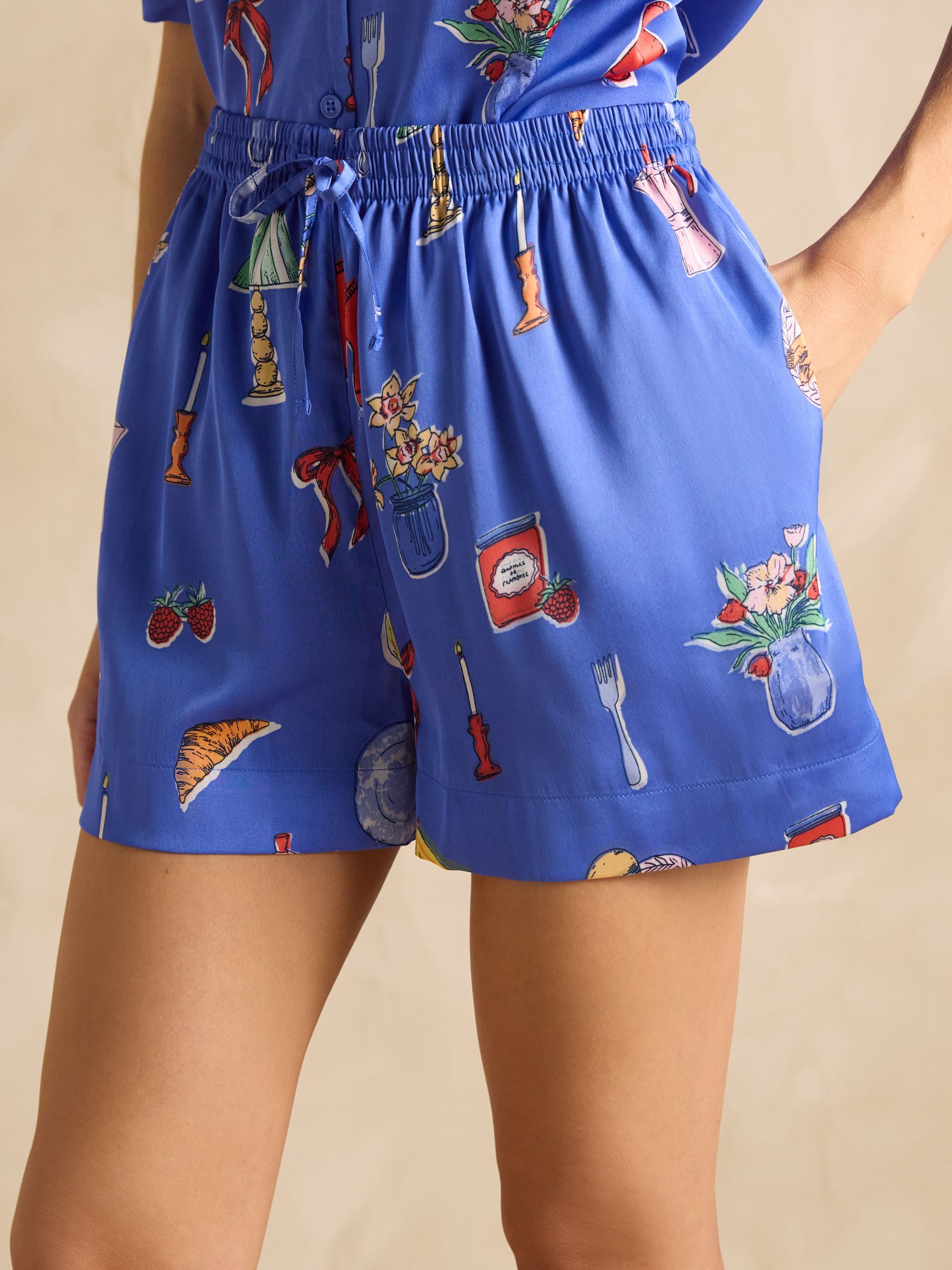 Natalia Blue Satin Short Pyjama Set - Image 7 of 8