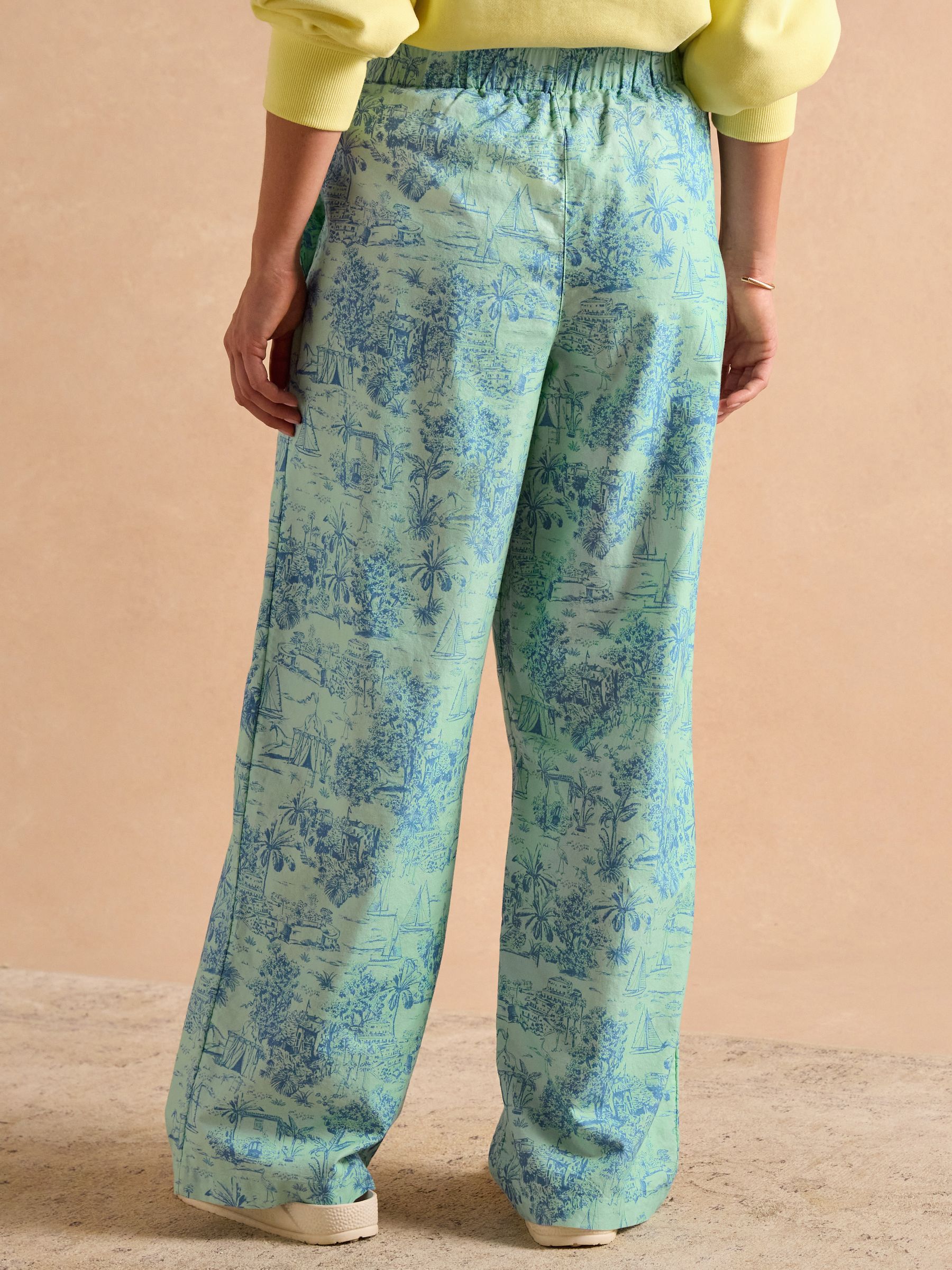 Hallie Green Toile de Jouy Pull-On Cotton Trousers - Image 3 of 12