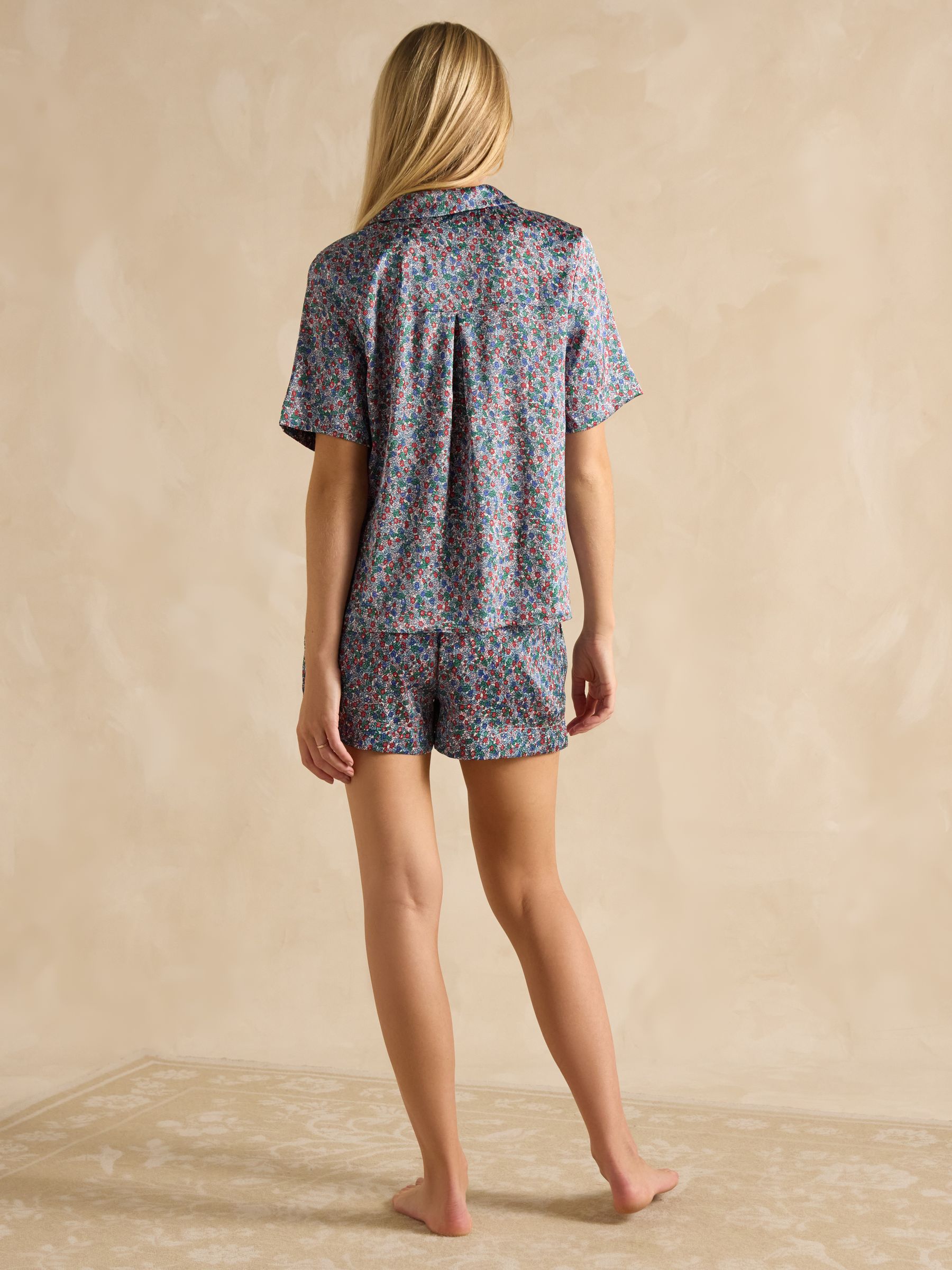 Natalia Blue/Pink Satin Short Pyjama Set - Image 2 of 8