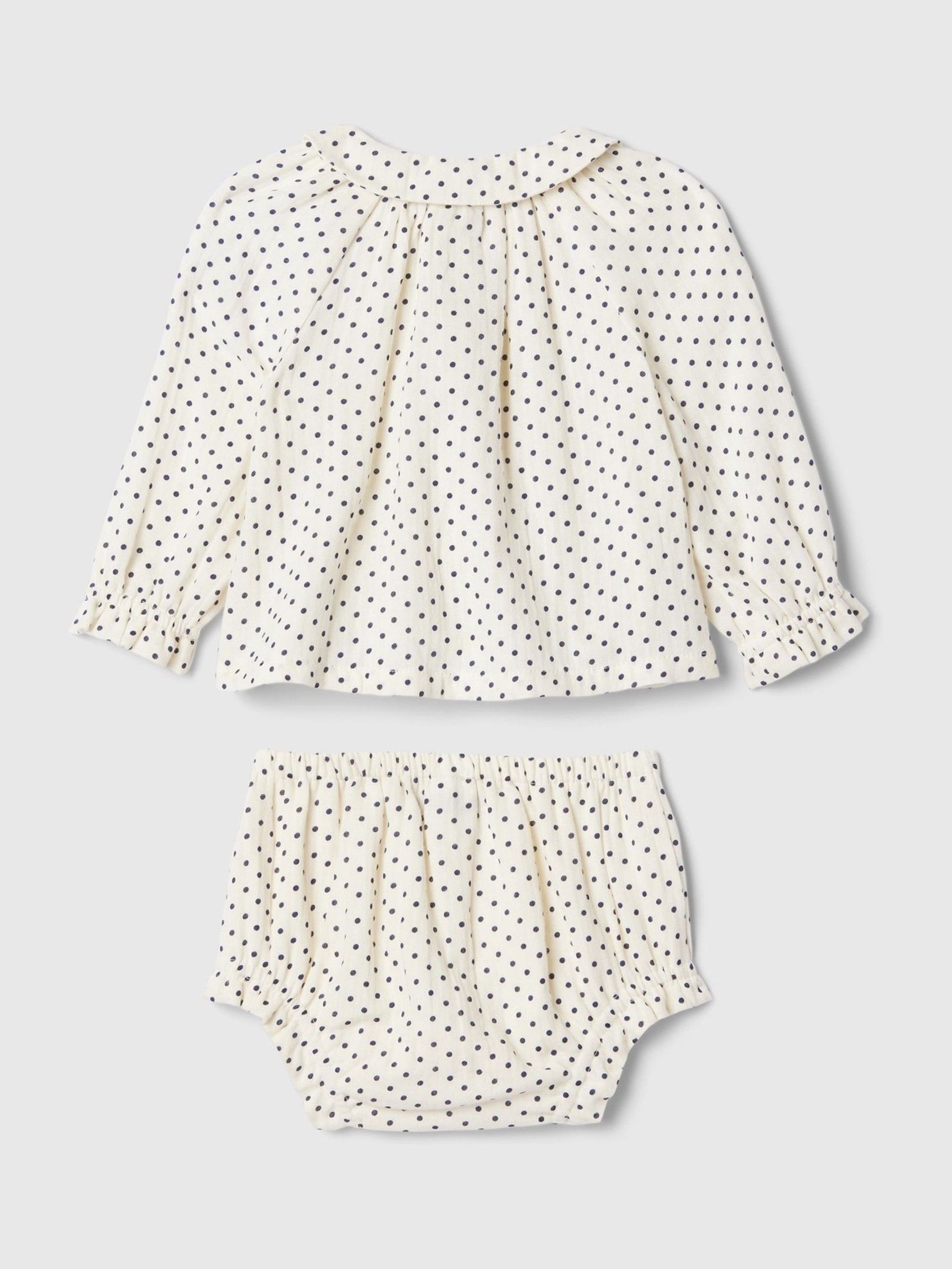 White Polka Dot Long Sleeve Top & Shorts Baby Set (Newborn-24mths) - Image 2 of 2