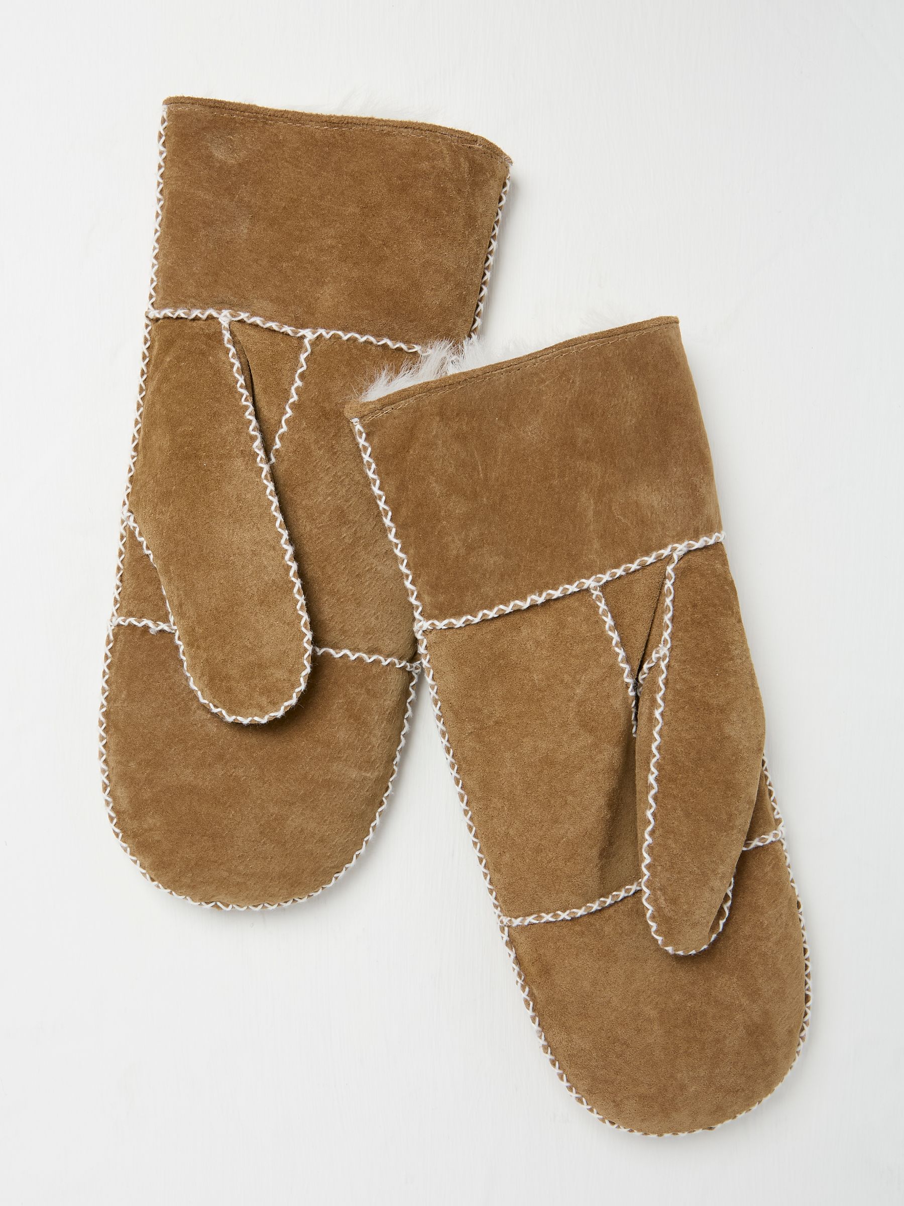Tan Brown Suede Mittens - Image 2 of 3
