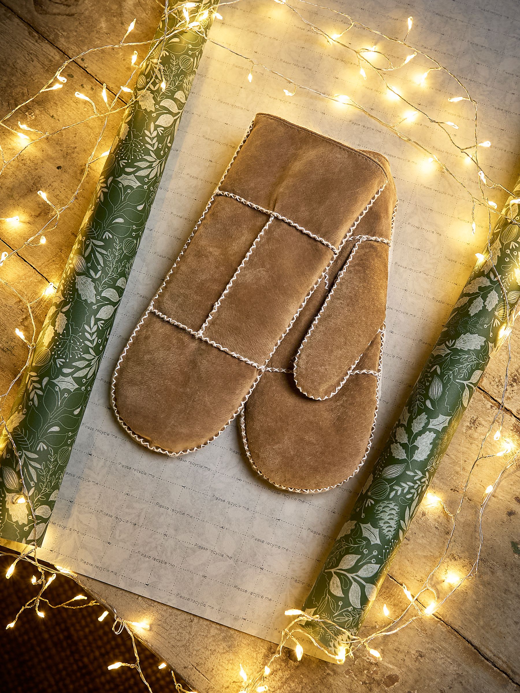 Tan Brown Suede Mittens - Image 3 of 3