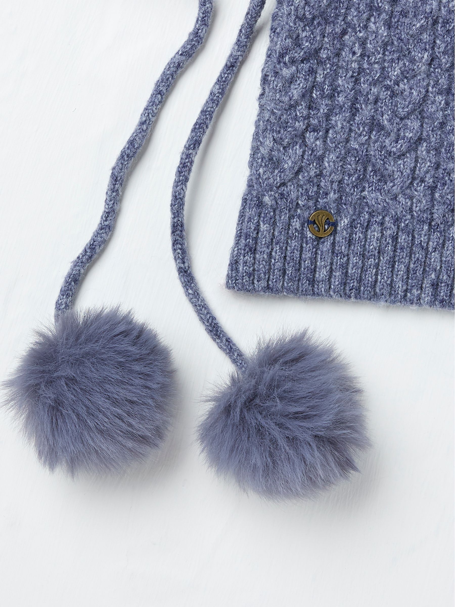 Navy Cable Knit Hood Hat - Image 2 of 2