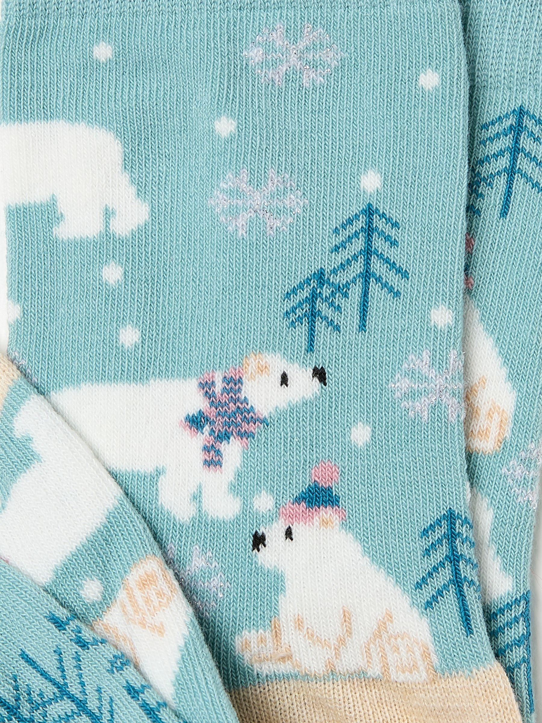 Aqua Blue Polar Bear Socks 1 Pack - Image 2 of 2 Aqua Blue Polar Bear Socks 1 Pack - Image 2 of 2