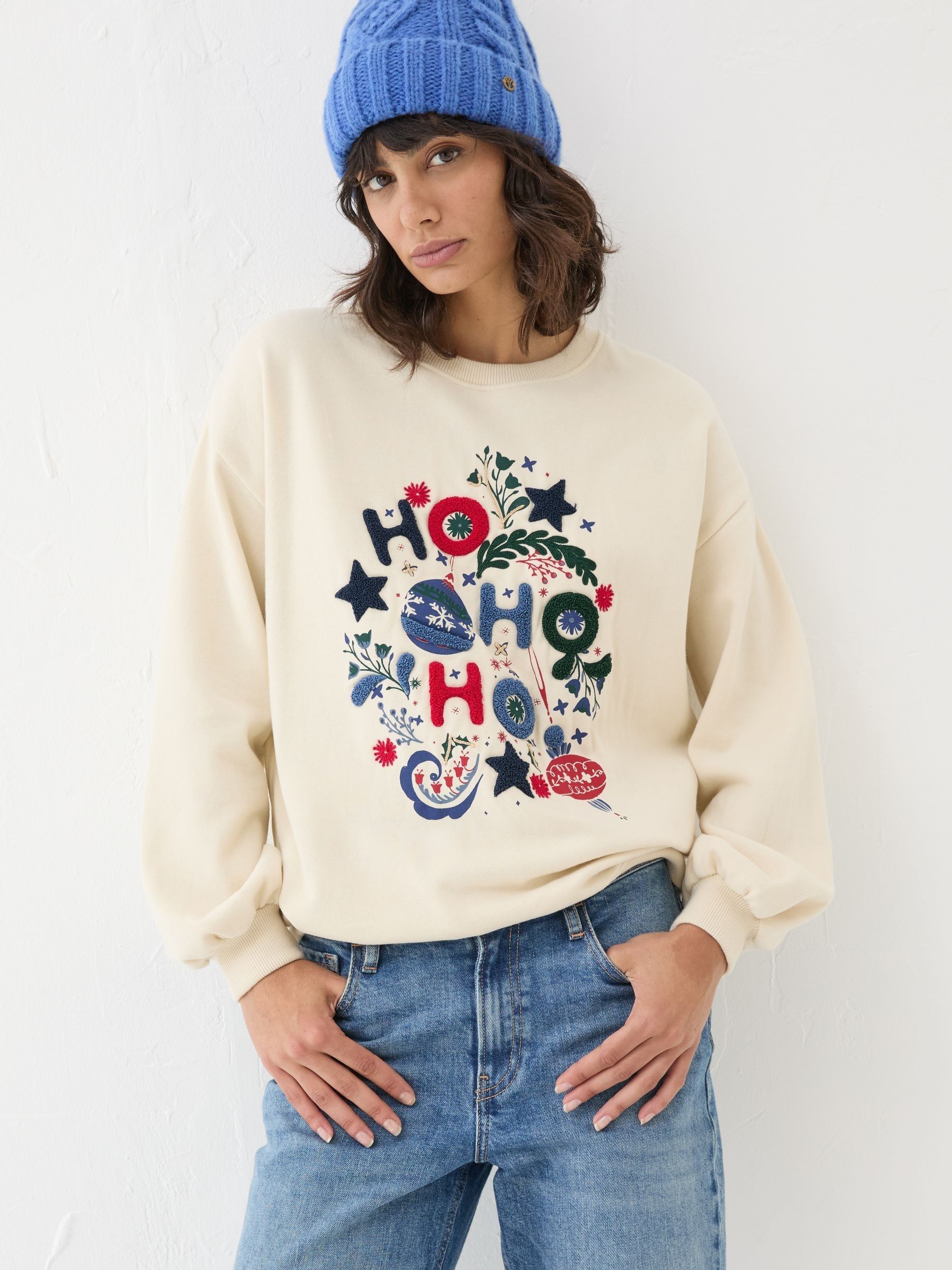 Ivory Christmas Graphic Crew Sweat Top - Image 2 of 9