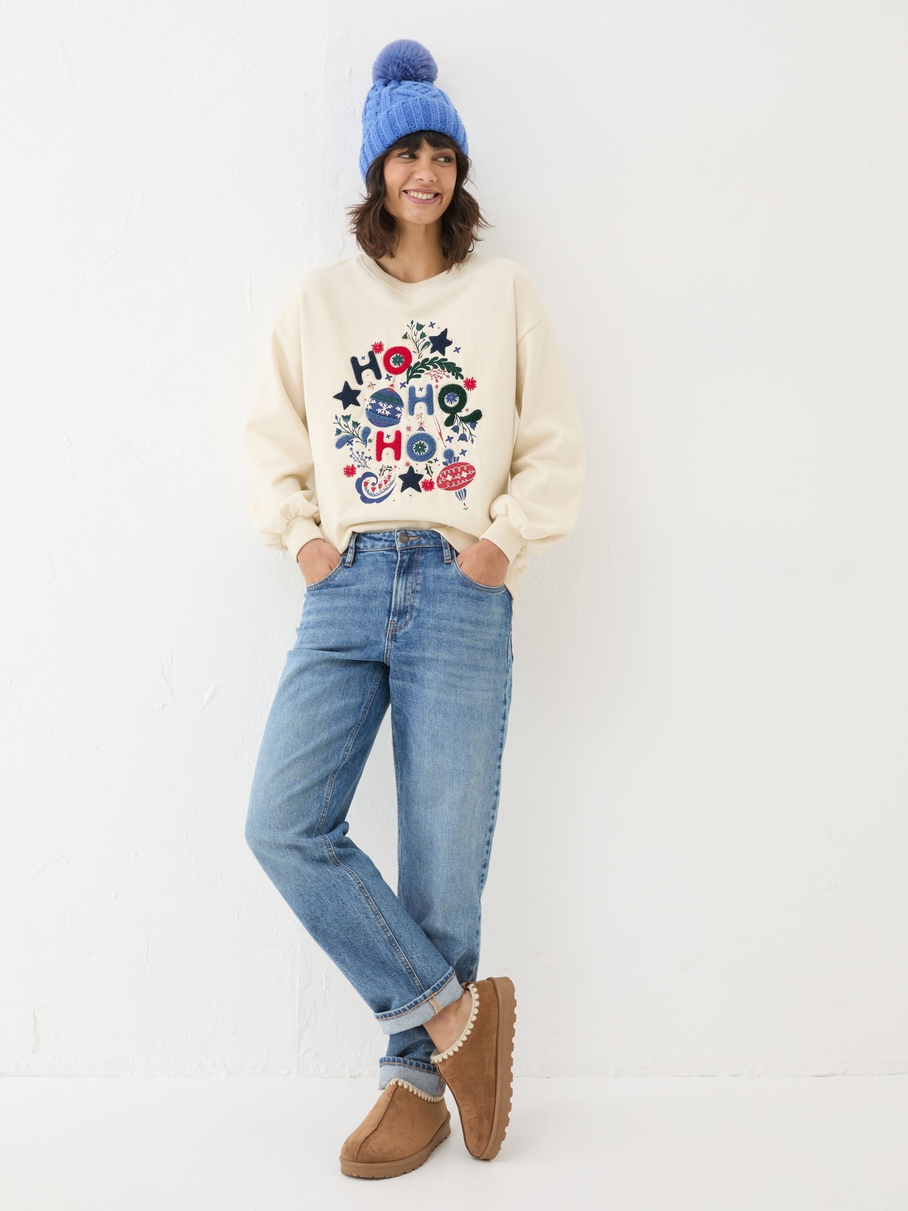 Ivory Christmas Graphic Crew Sweat Top - Image 4 of 9