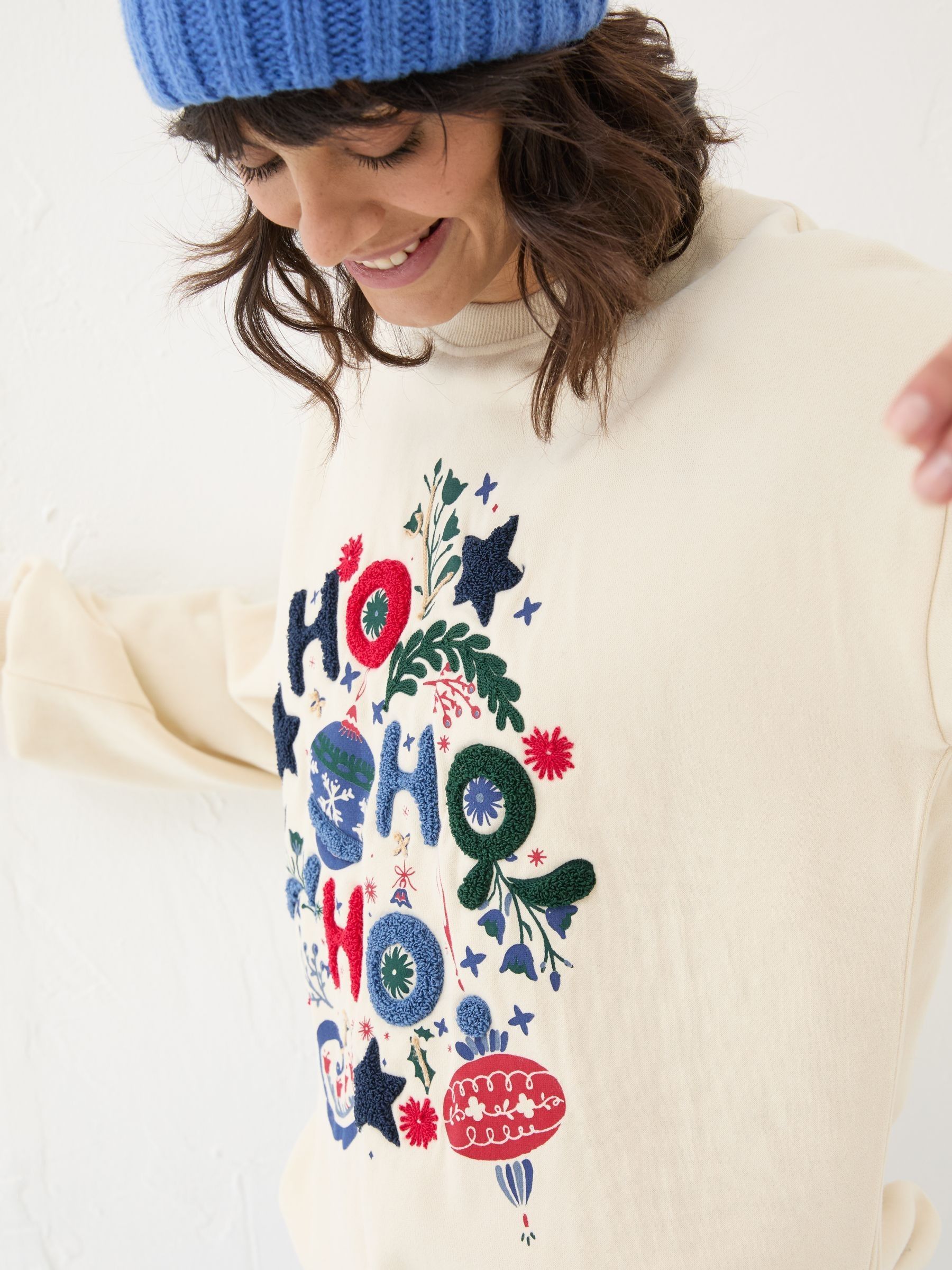 Ivory Christmas Graphic Crew Sweat Top - Image 5 of 9