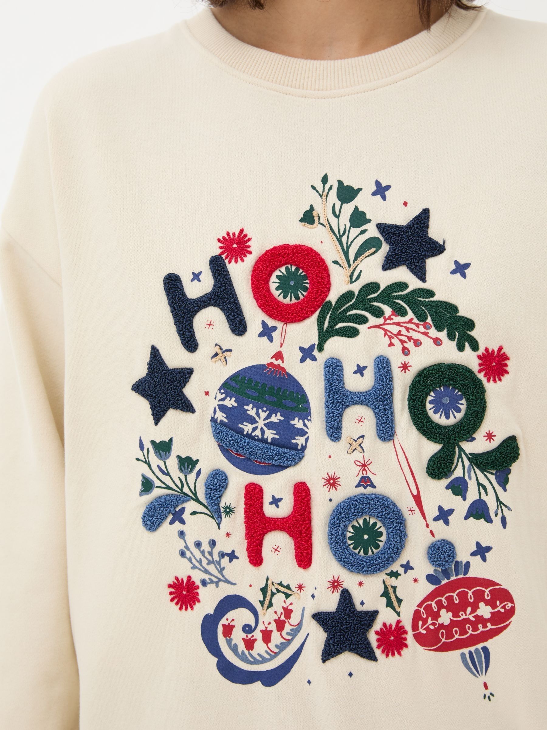 Ivory Christmas Graphic Crew Sweat Top - Image 8 of 9