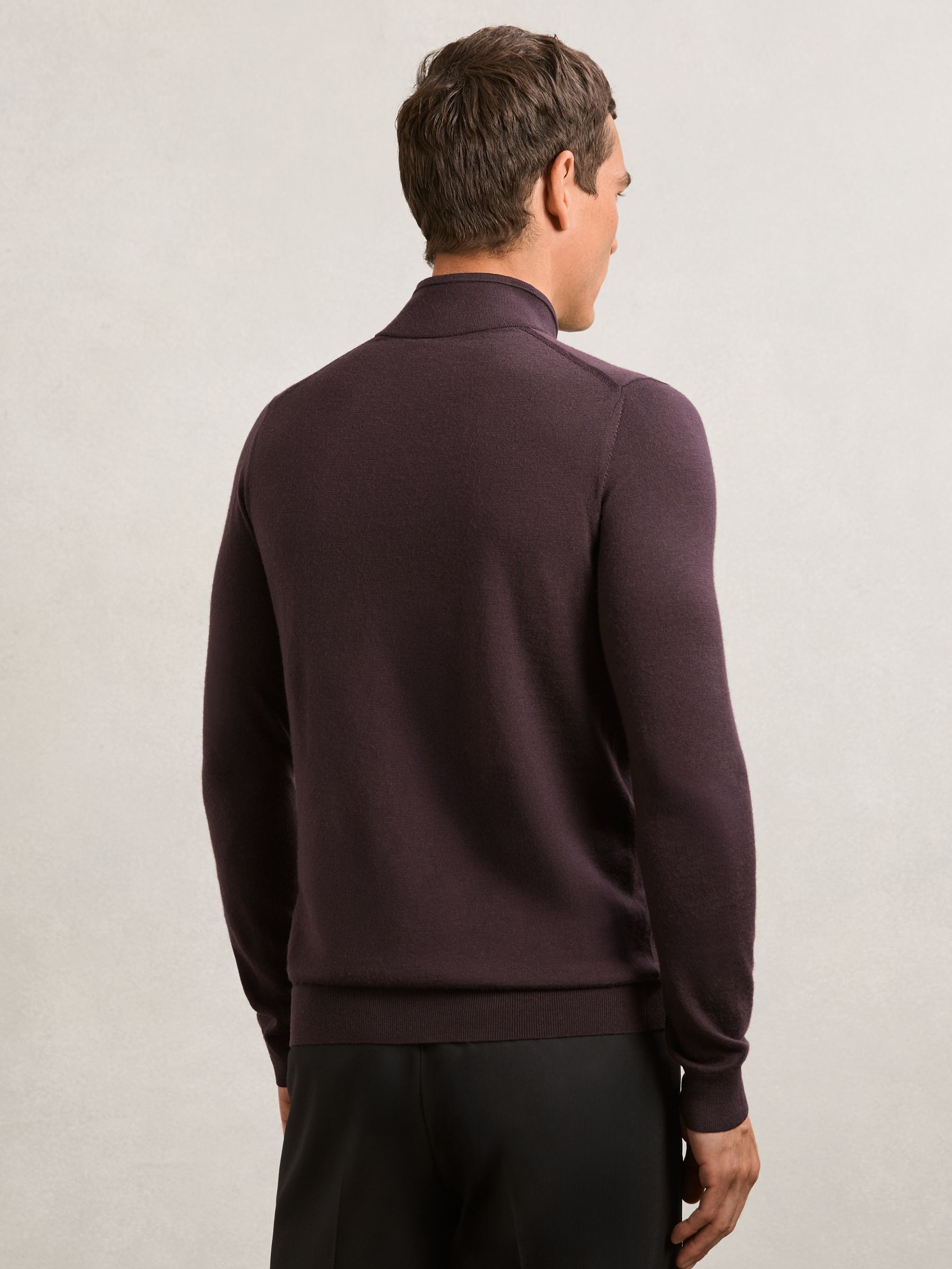 Wool Half-Zip Funnel Neck Jumper in Dark Bordeaux - image 3