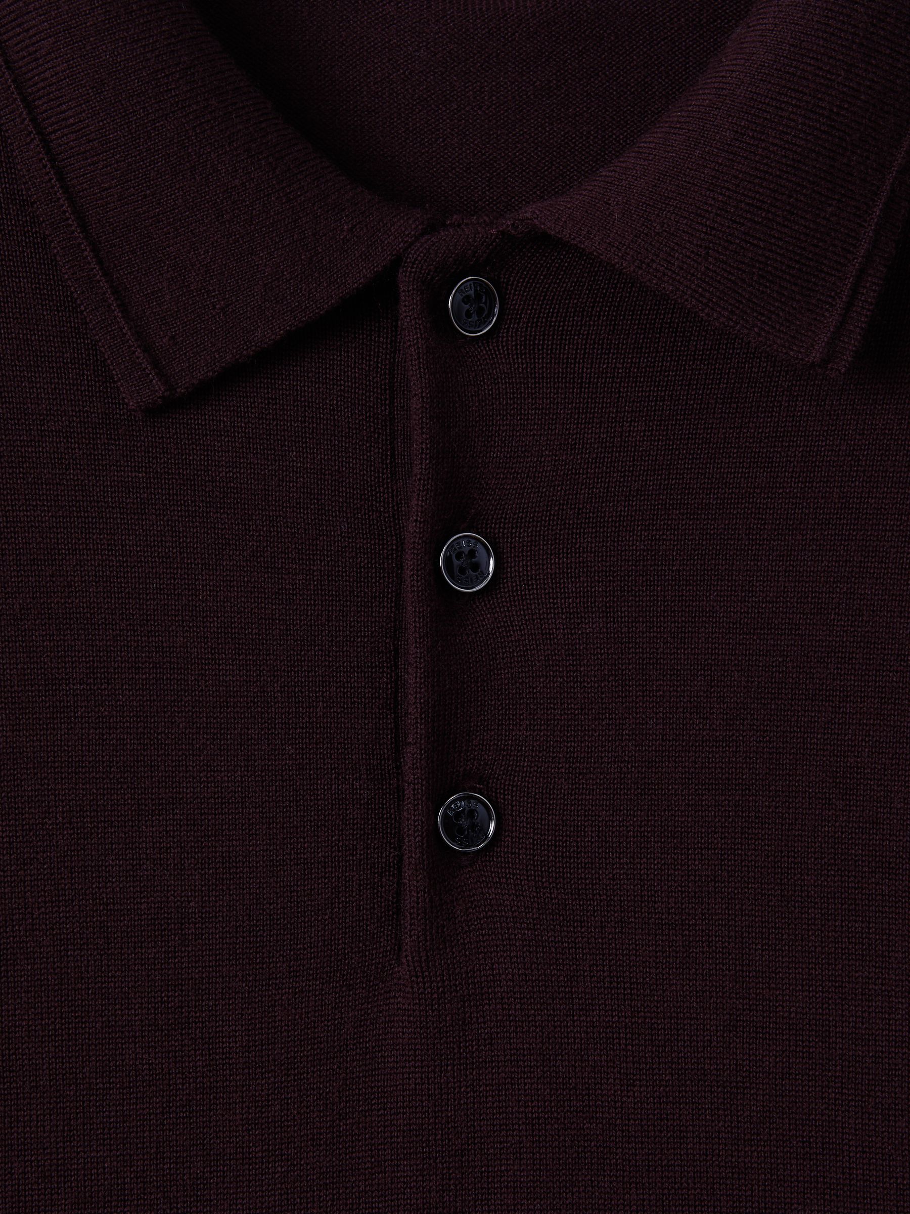 Wool Long-Sleeve Polo Shirt in Dark Bordeaux - image 3