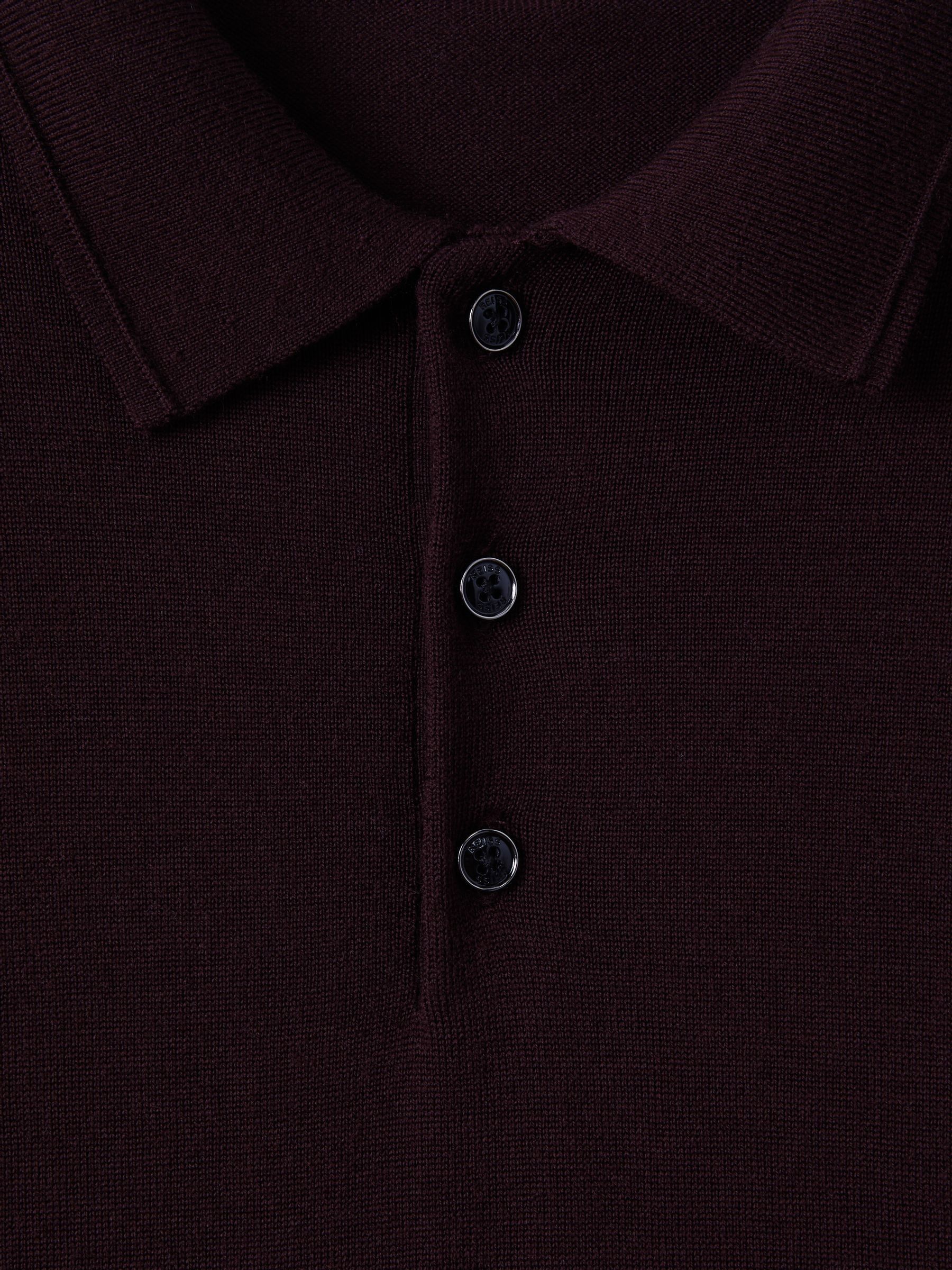 Merino Wool Polo Shirt in Dark Bordeaux - Image 6 of 7