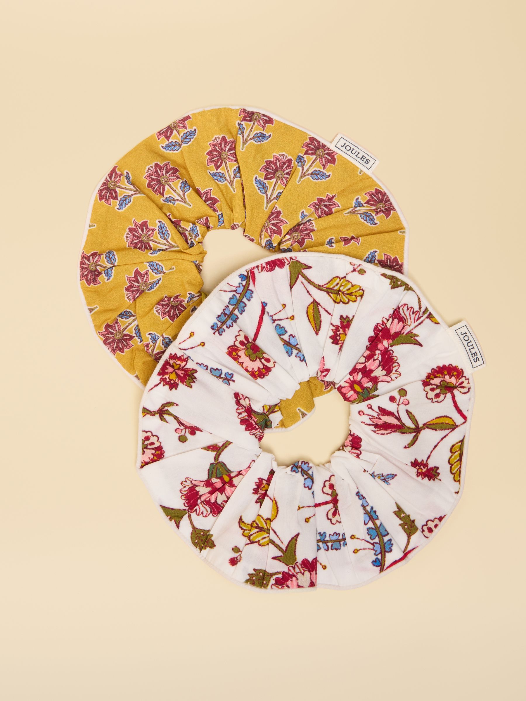 Annika Yellow/White Pack of Two Scrunchies - Image 2 of 3 Annika Yellow/White Pack of Two Scrunchies - Image 2 of 3