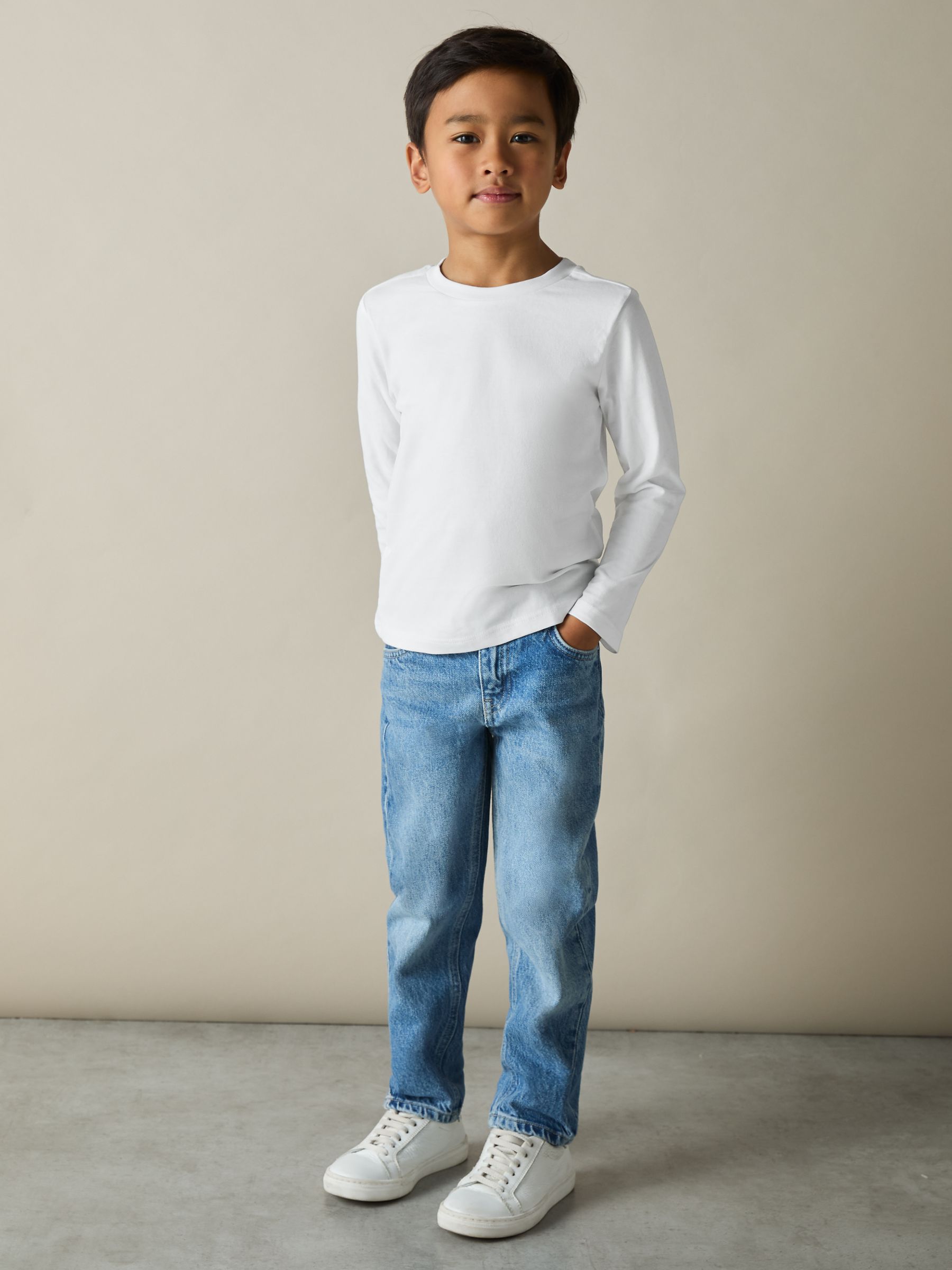 3-9 yrs Cotton-Jersey Long-Sleeve T-Shirts 3 Pack in White - Image 2 of 4