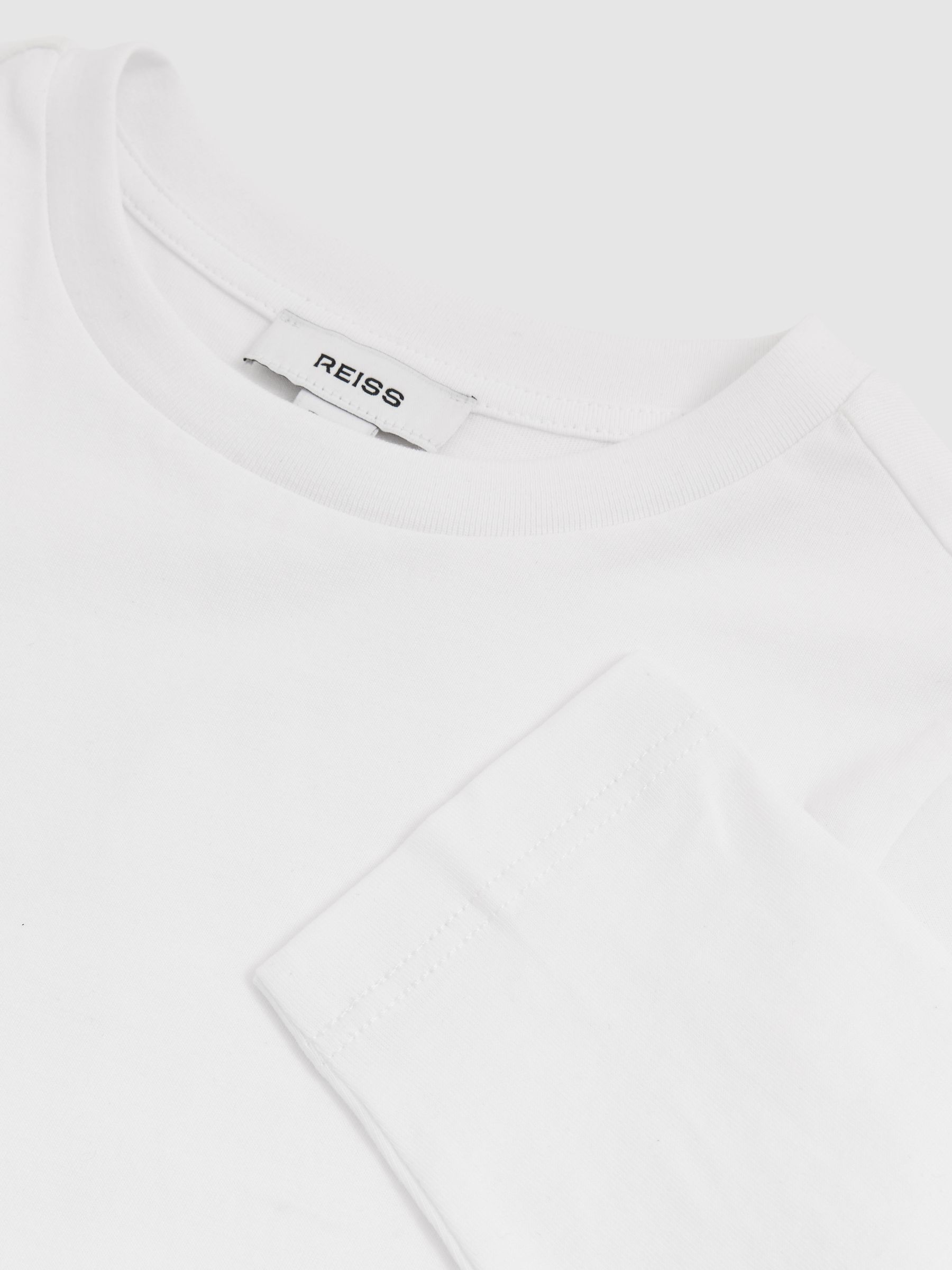 3-9 yrs Cotton-Jersey Long-Sleeve T-Shirts 3 Pack in White - Image 4 of 4
