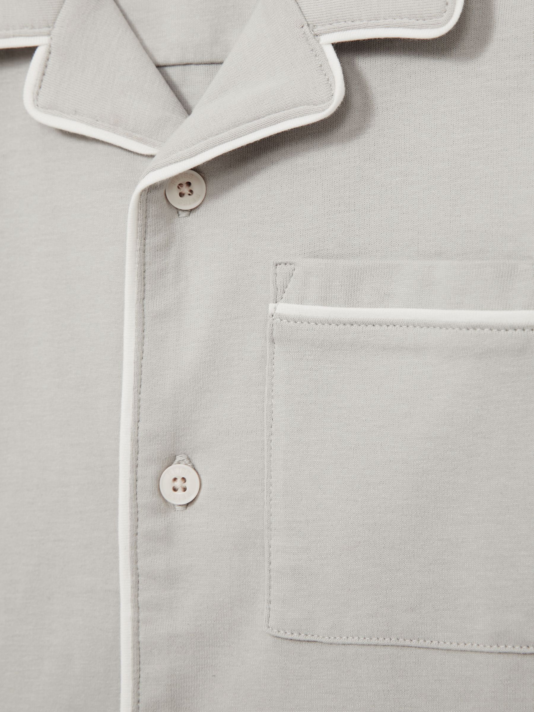 3-9 yrs Brushed-Cotton Piped-Trim Pyjamas Set in Soft Grey - Image 6 of 7