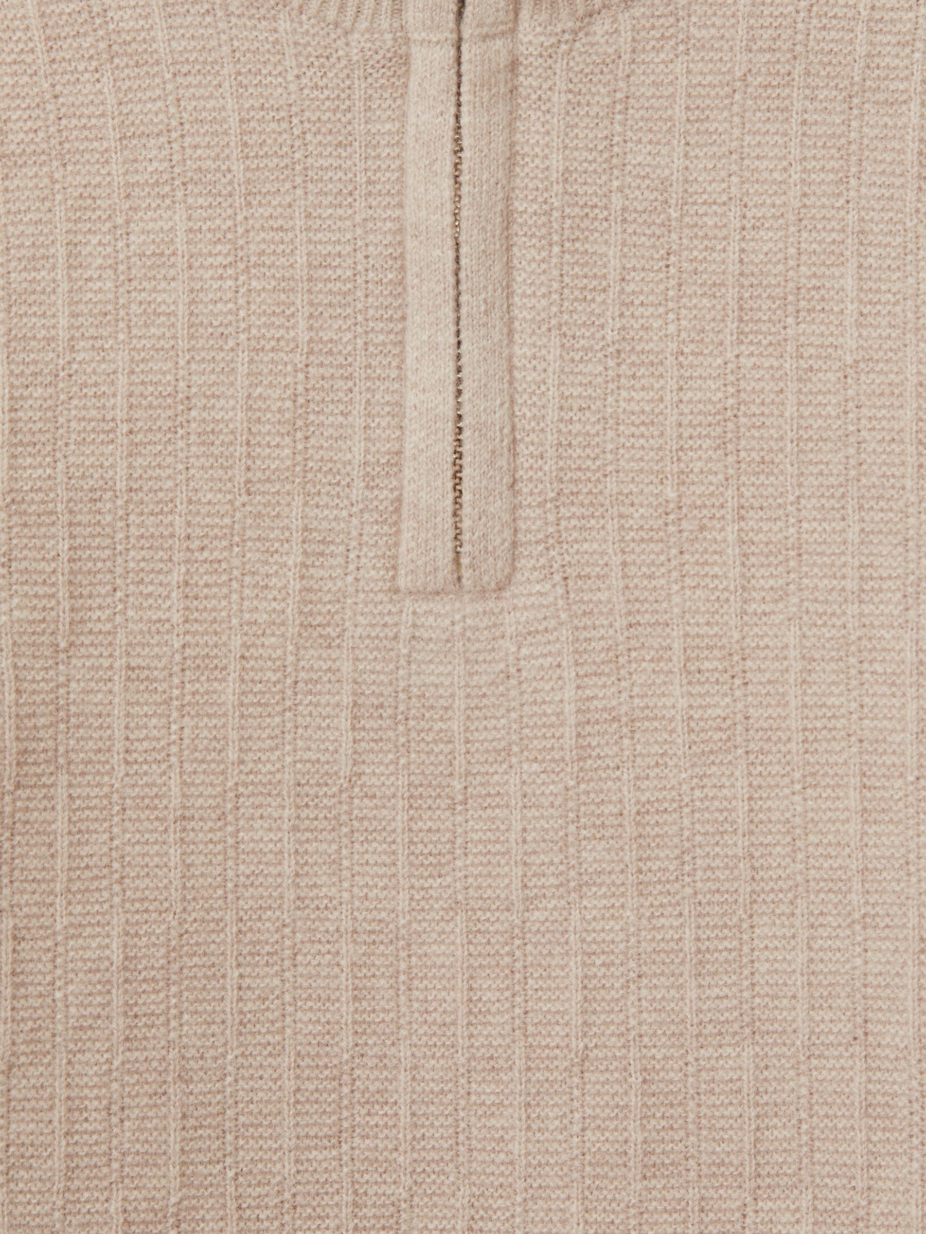 9-13 yrs Zipped Funnel-Neck Wool Jumper in Oatmeal - Image 5 of 5