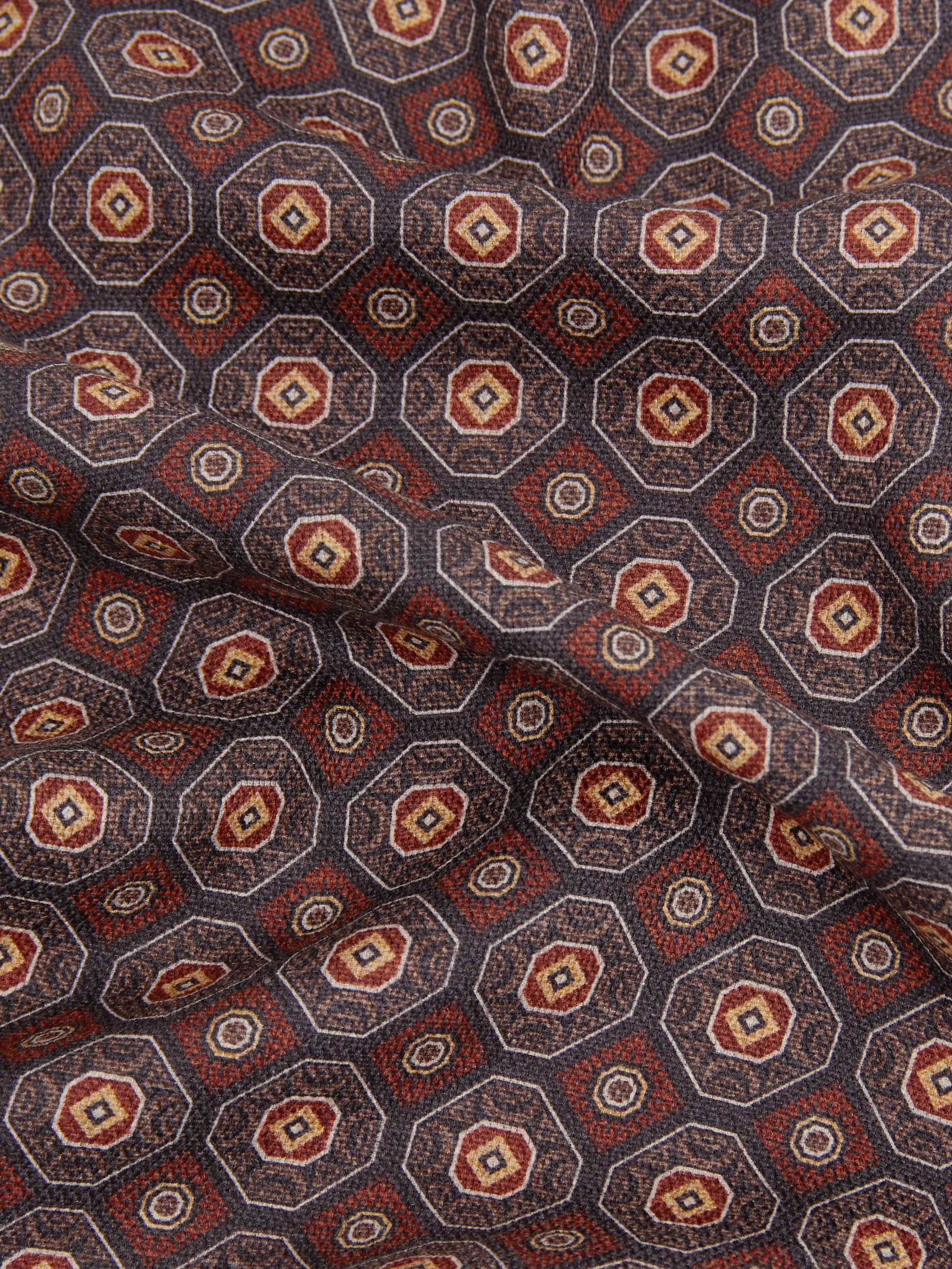 Reversible Silk Pocket Square in Charcoal/Rust - Image 4 of 4